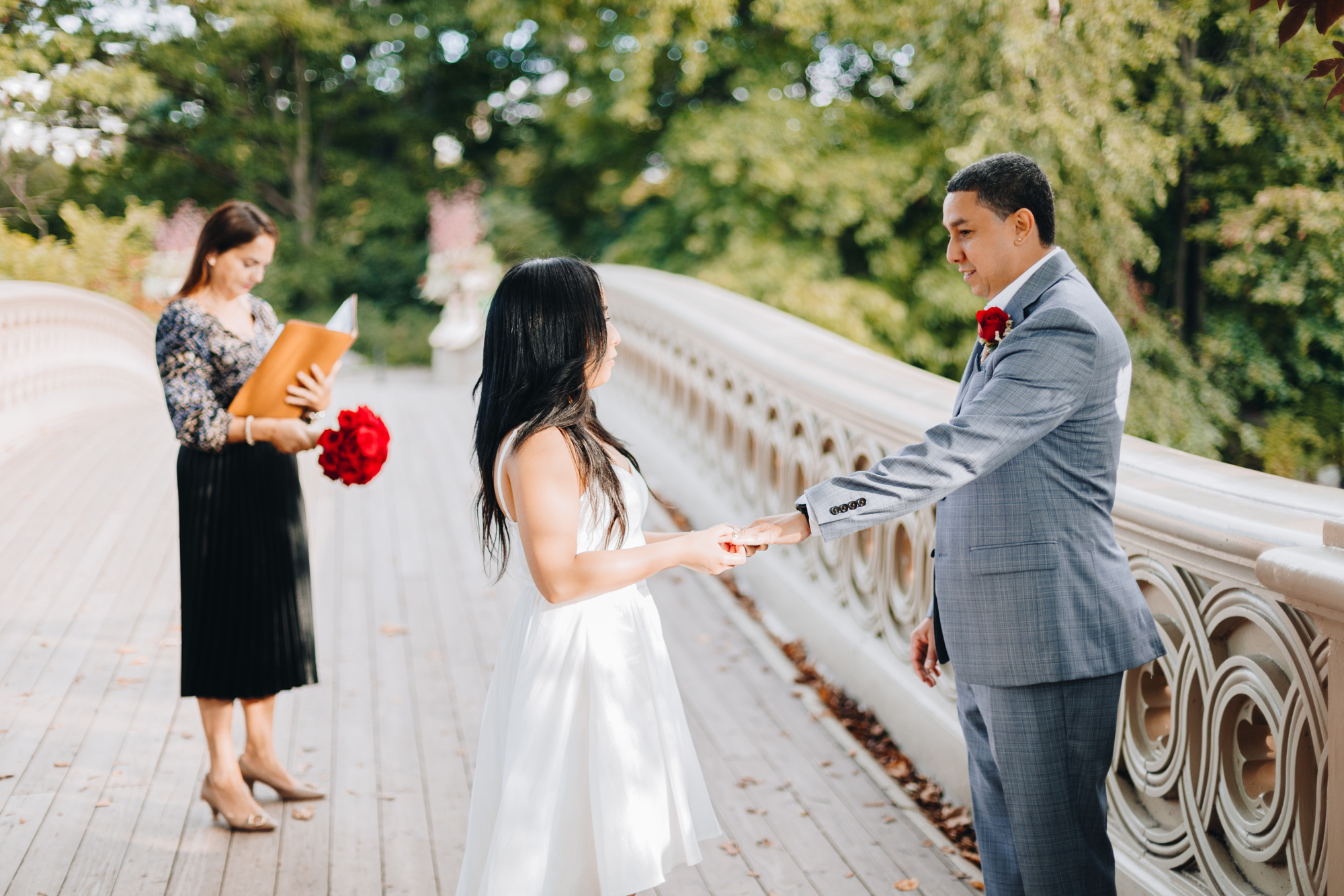 Candid Bow Bridge Elopement Photos in Fall Foliage