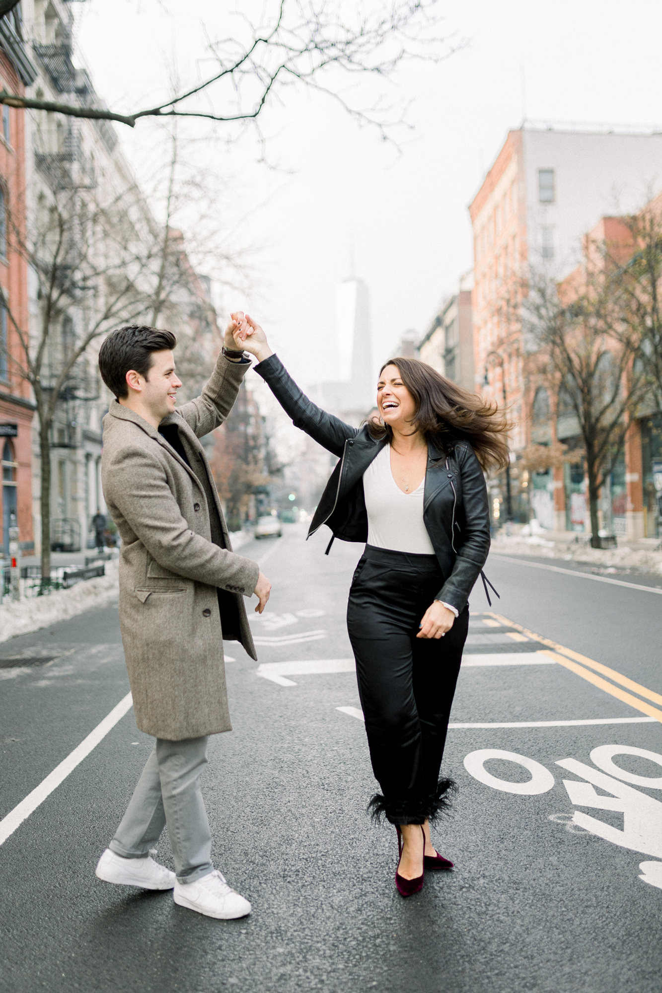 Whimsical Engagement Photos in Rainy Soho New York