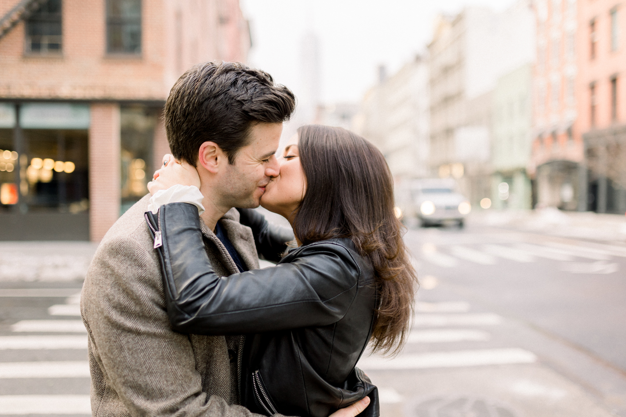 Romantic Engagement Photos in Rainy Soho New York