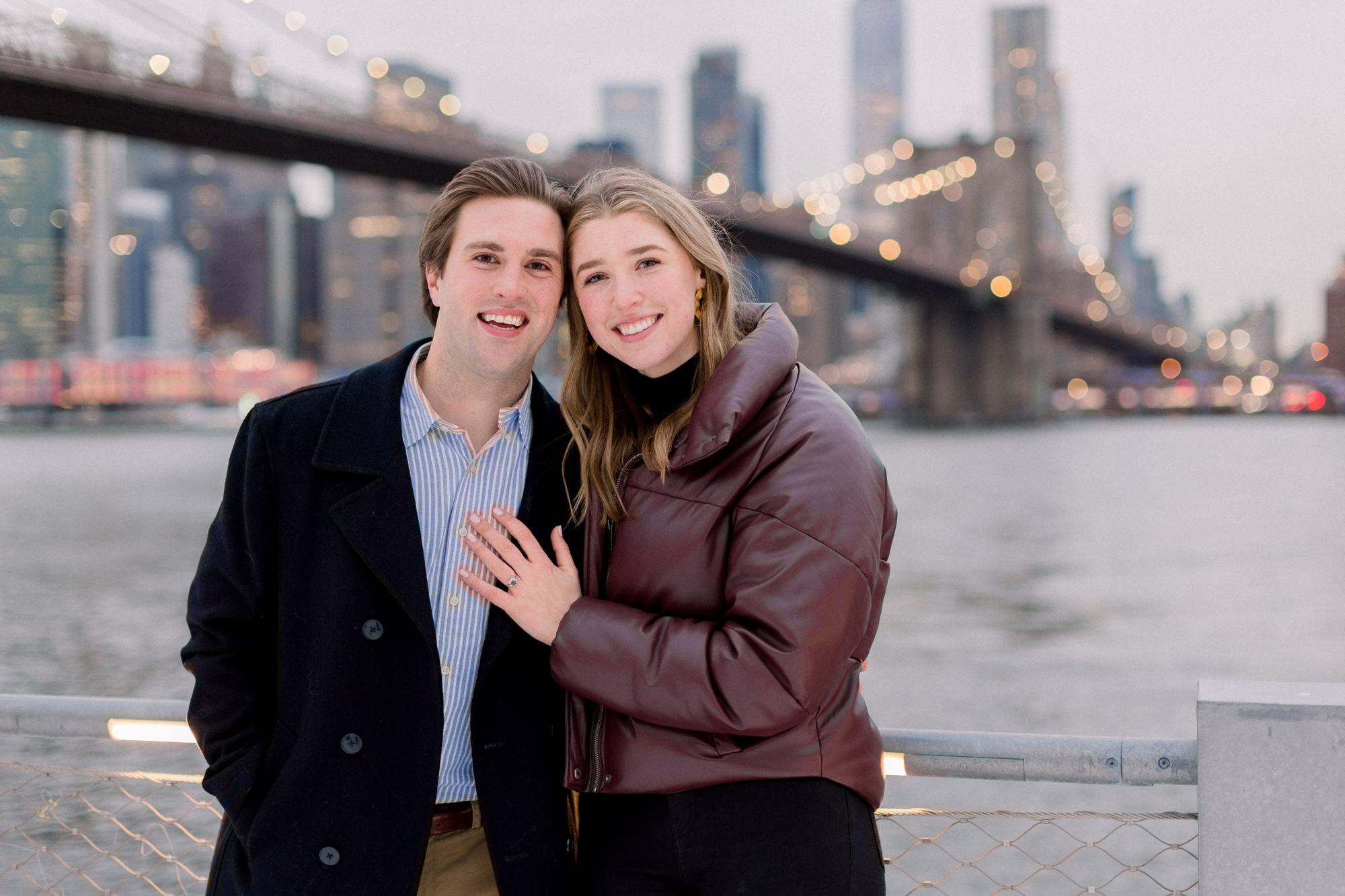 Beautiful Surprise Proposal Photos in DUMBO Featuring Brooklyn Bridge Park