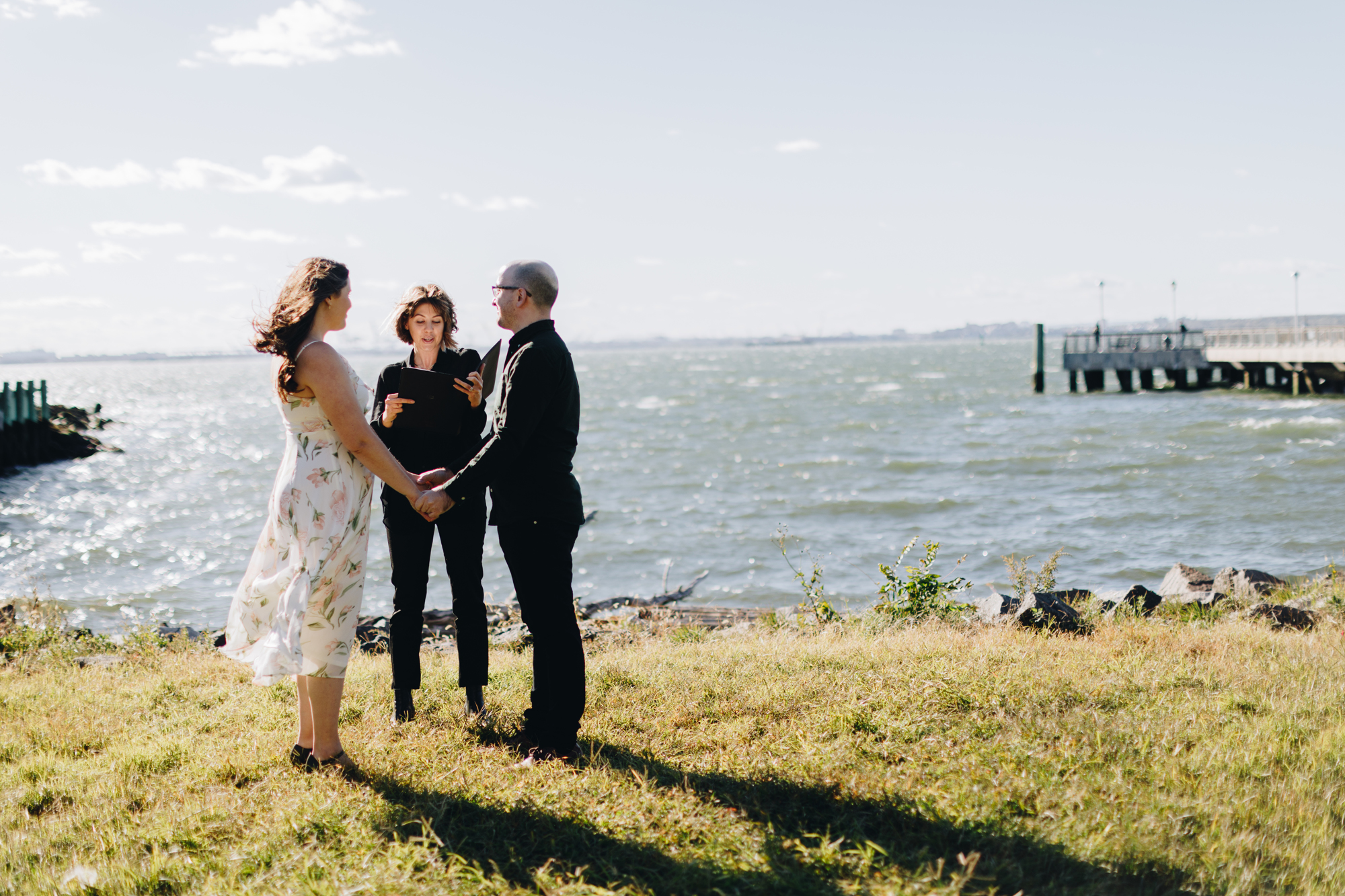 Small Low-Key Ceremony at Waterfront Redhook Elopement