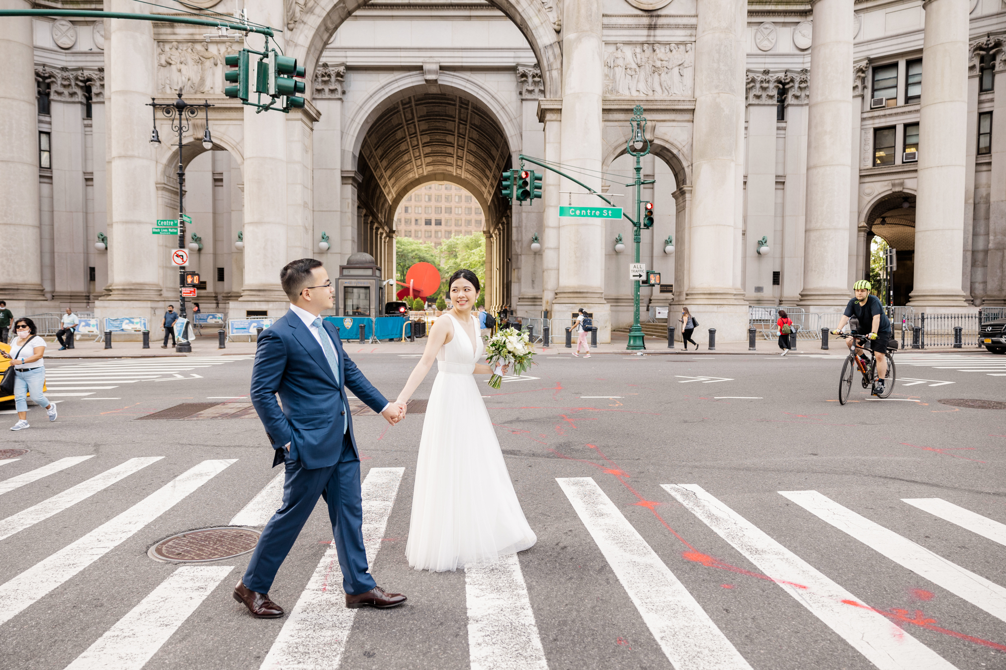 Romantic Photos of New York Elopement in DUMBO and Central Park