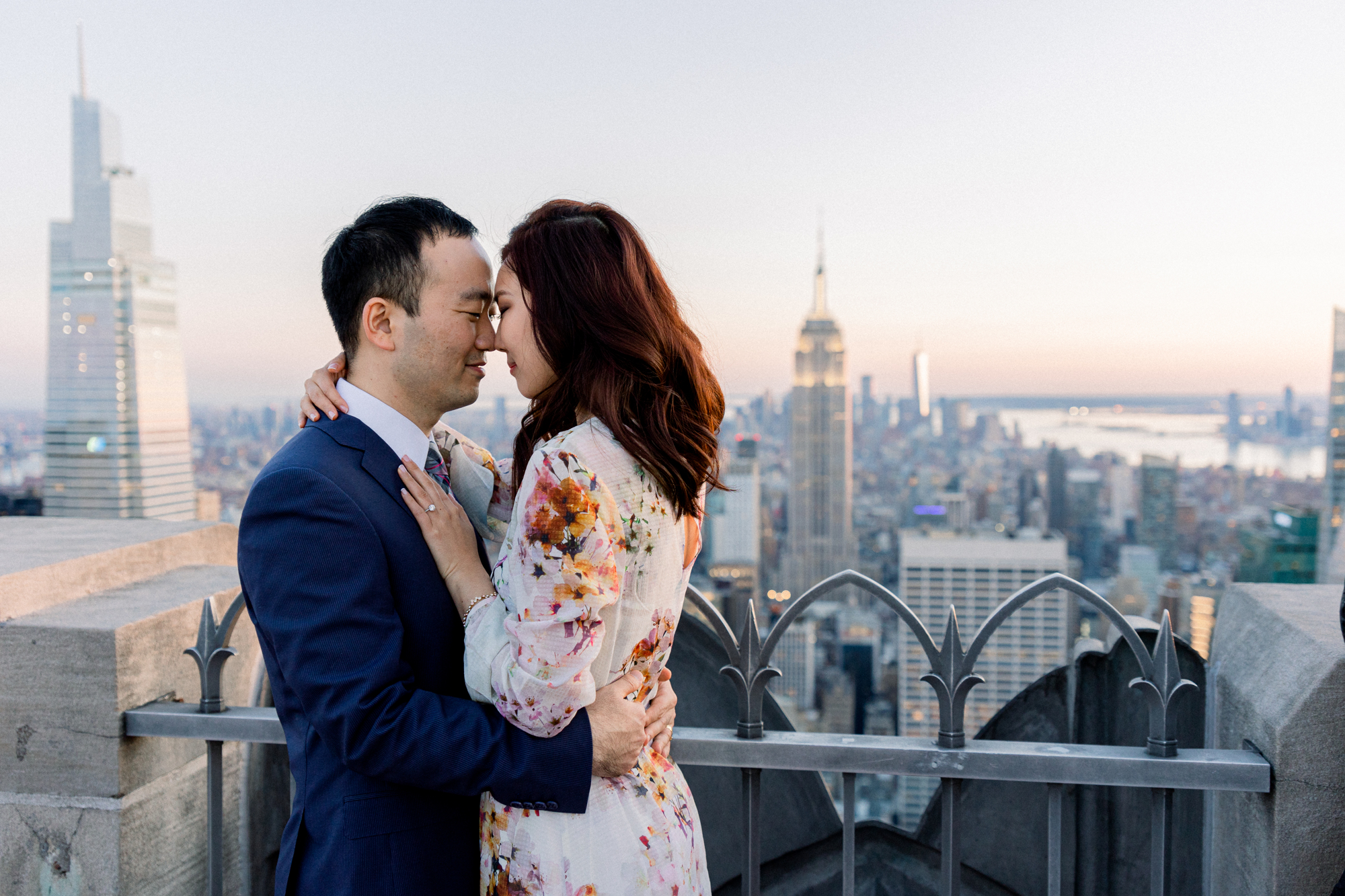 Eye-catching Top of the Rock Engagement Photography at Sunset in NYC