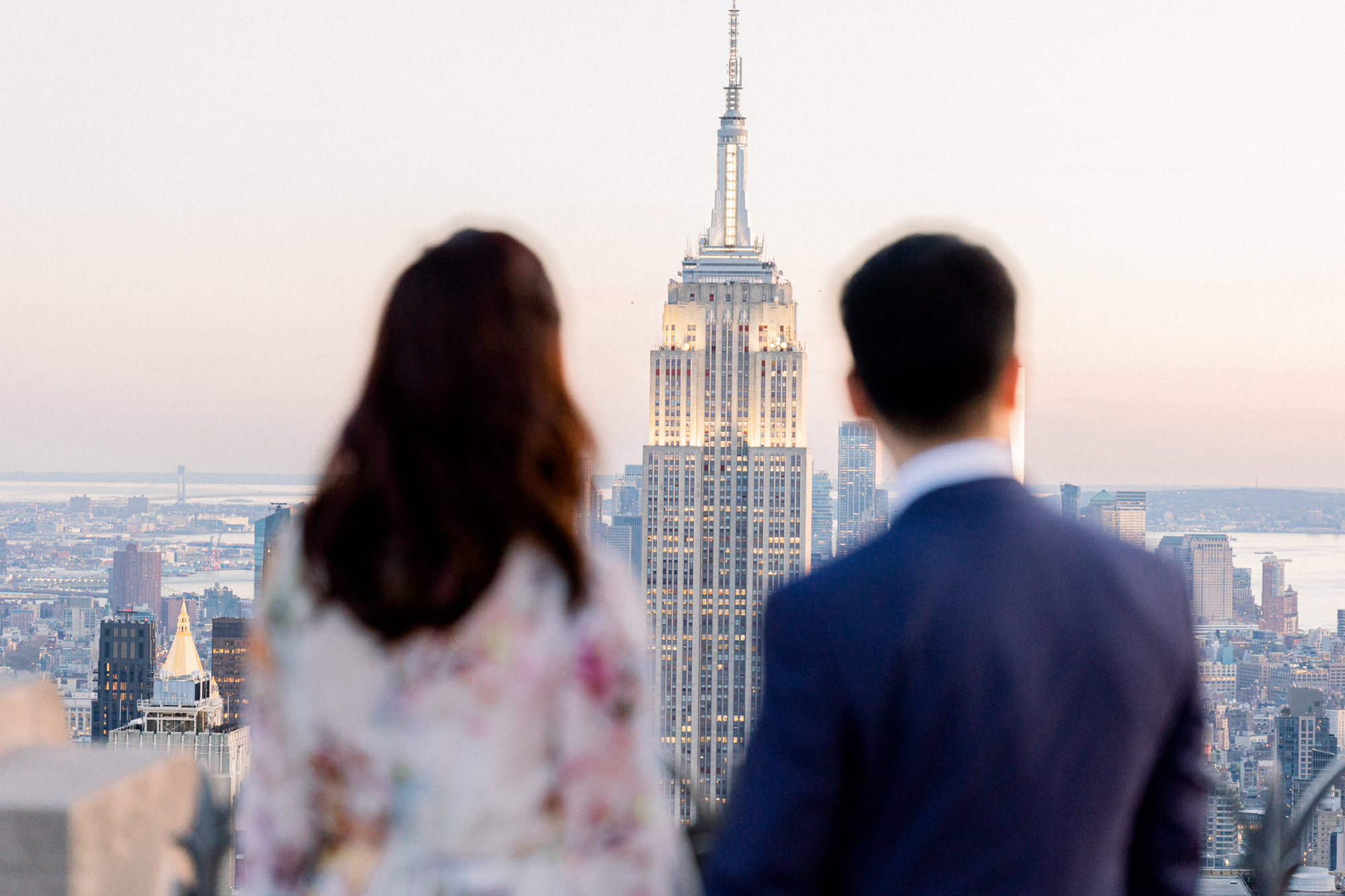 Gorgeous Top of the Rock Engagement Photography at Sunset in NYC