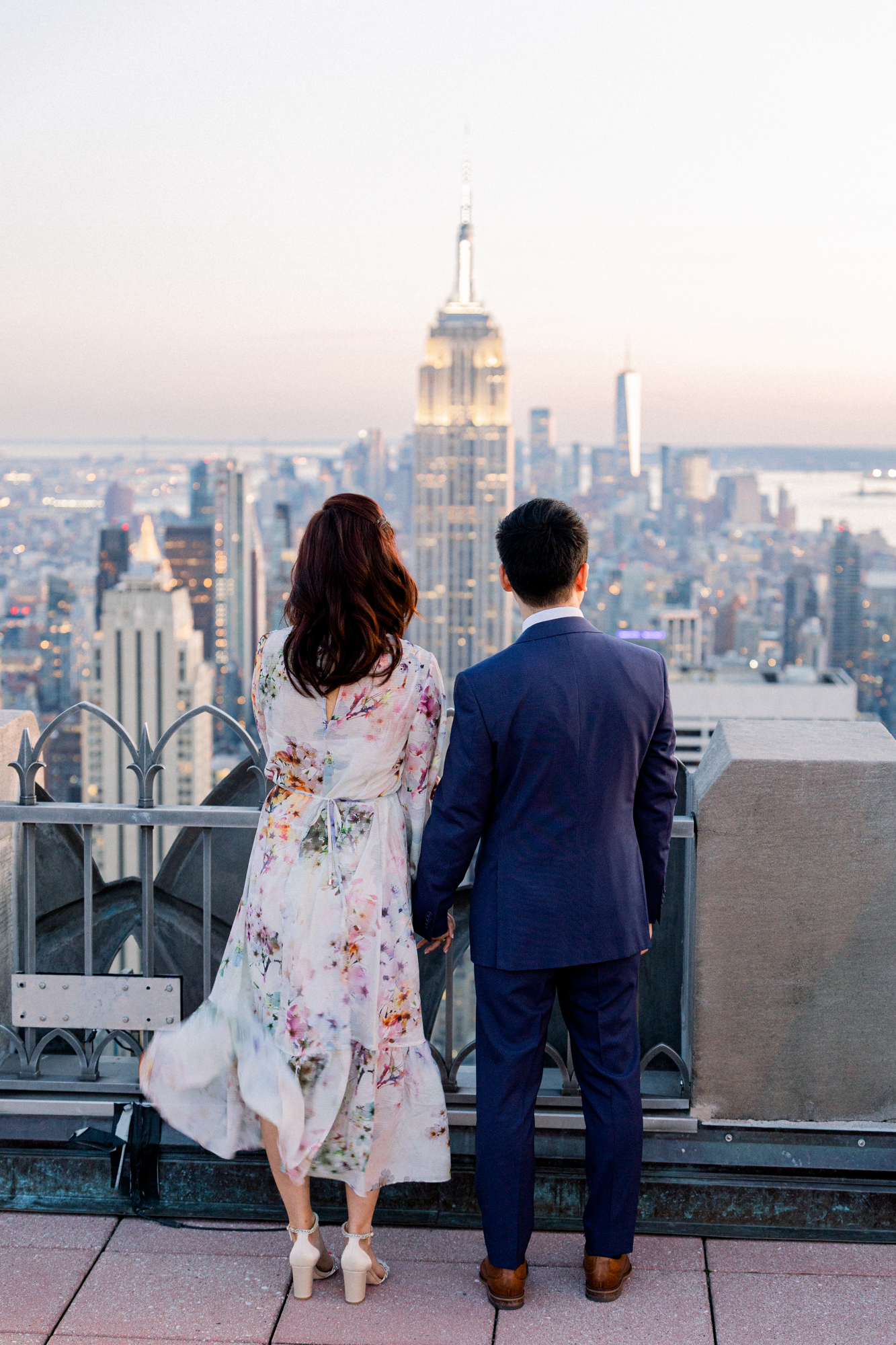 Iconic Top of the Rock Engagement Photography at Sunset in NYC