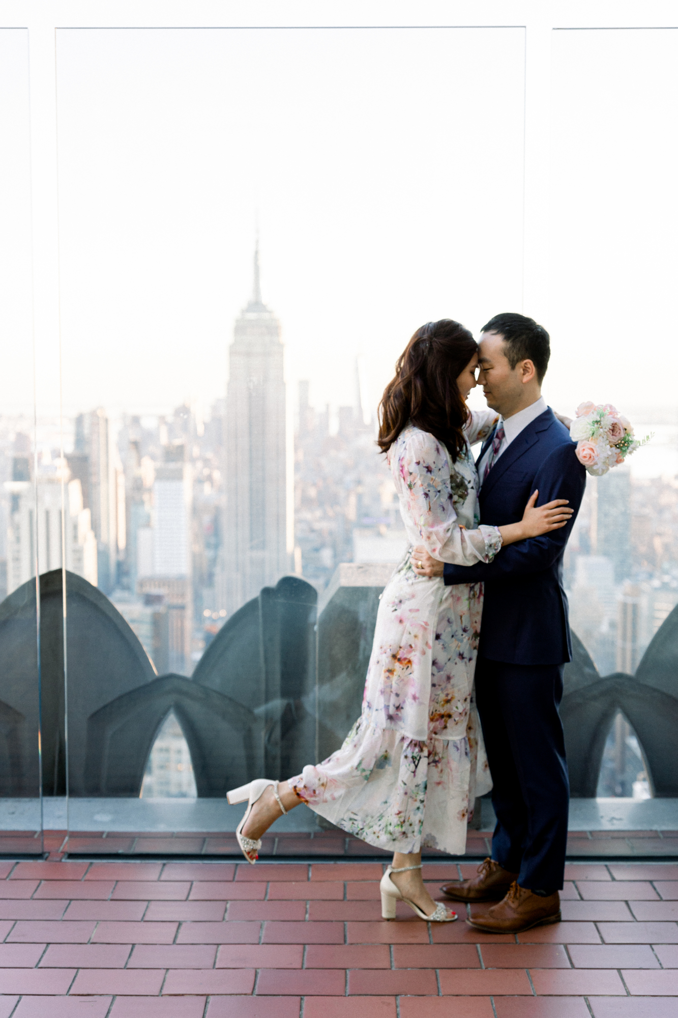 Touching Top of the Rock Engagement Photography at Sunset in NYC