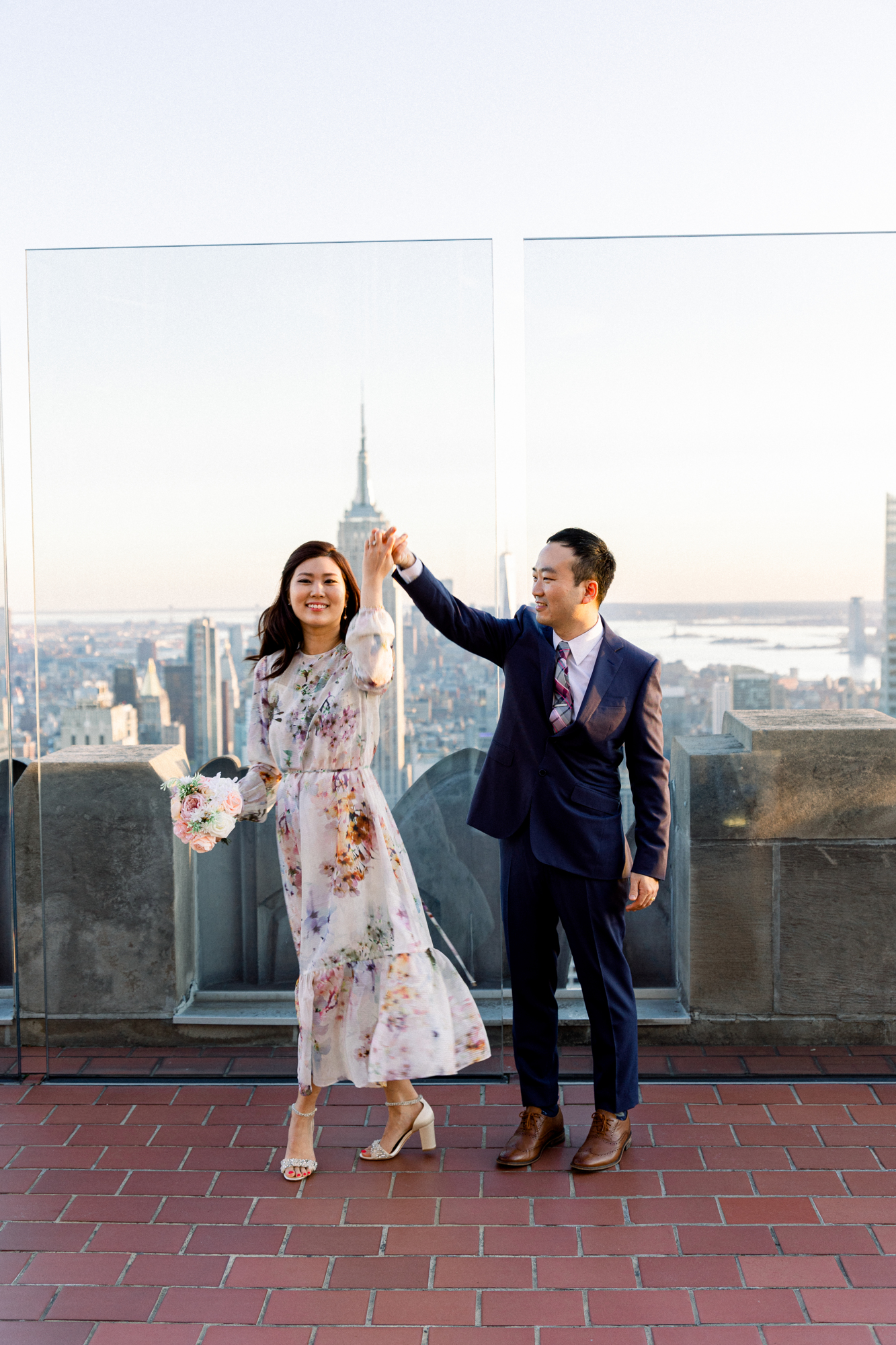 Playful Top of the Rock Engagement Photography at Sunset in NYC