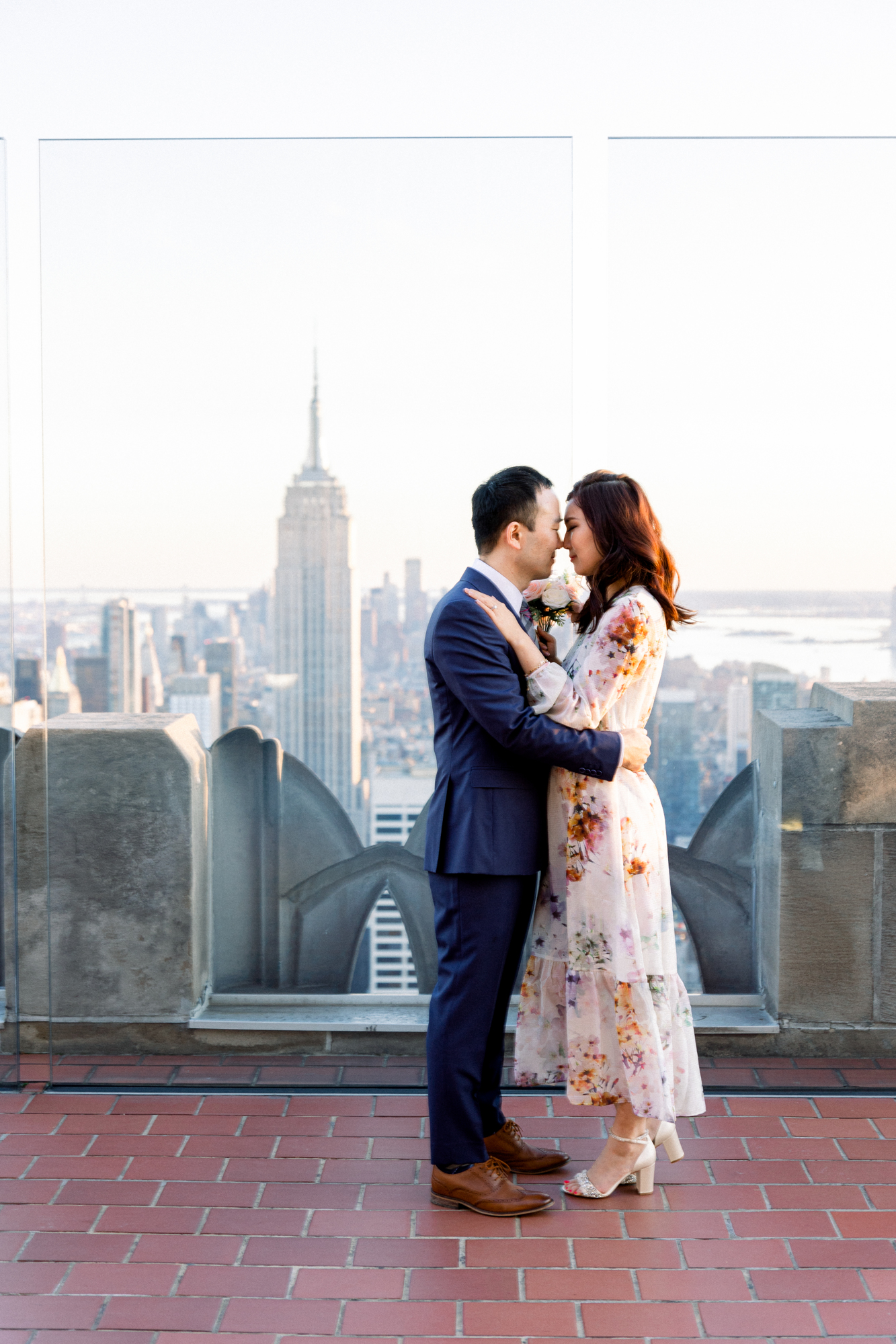 Sweet Top of the Rock Engagement Photography at Sunset in NYC
