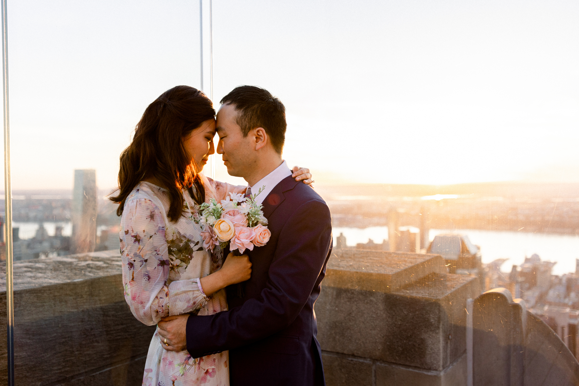 Romantic Top of the Rock Engagement Photography at Sunset in NYC