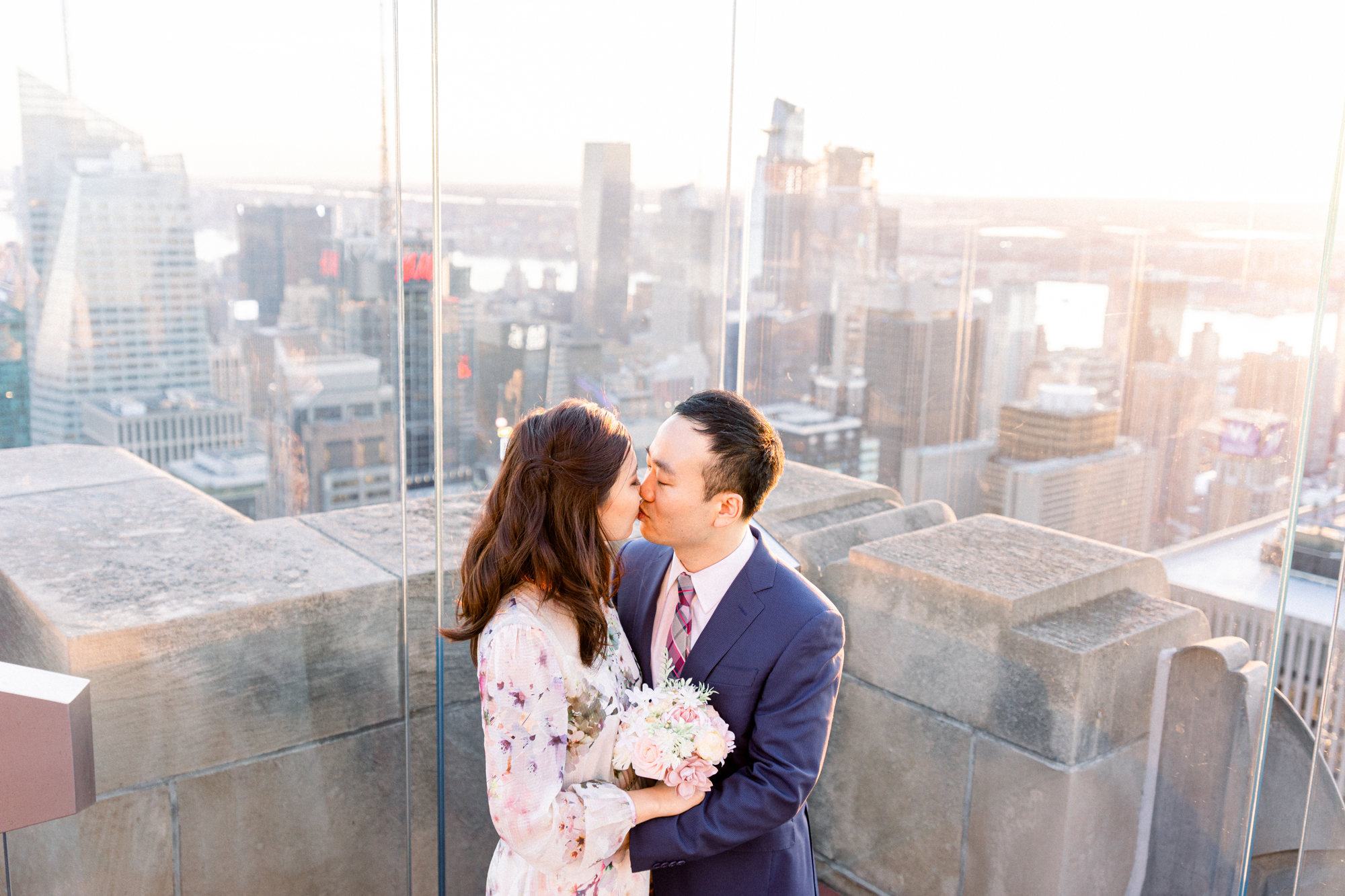 Intimate Top of the Rock Engagement Photography at Sunset in NYC