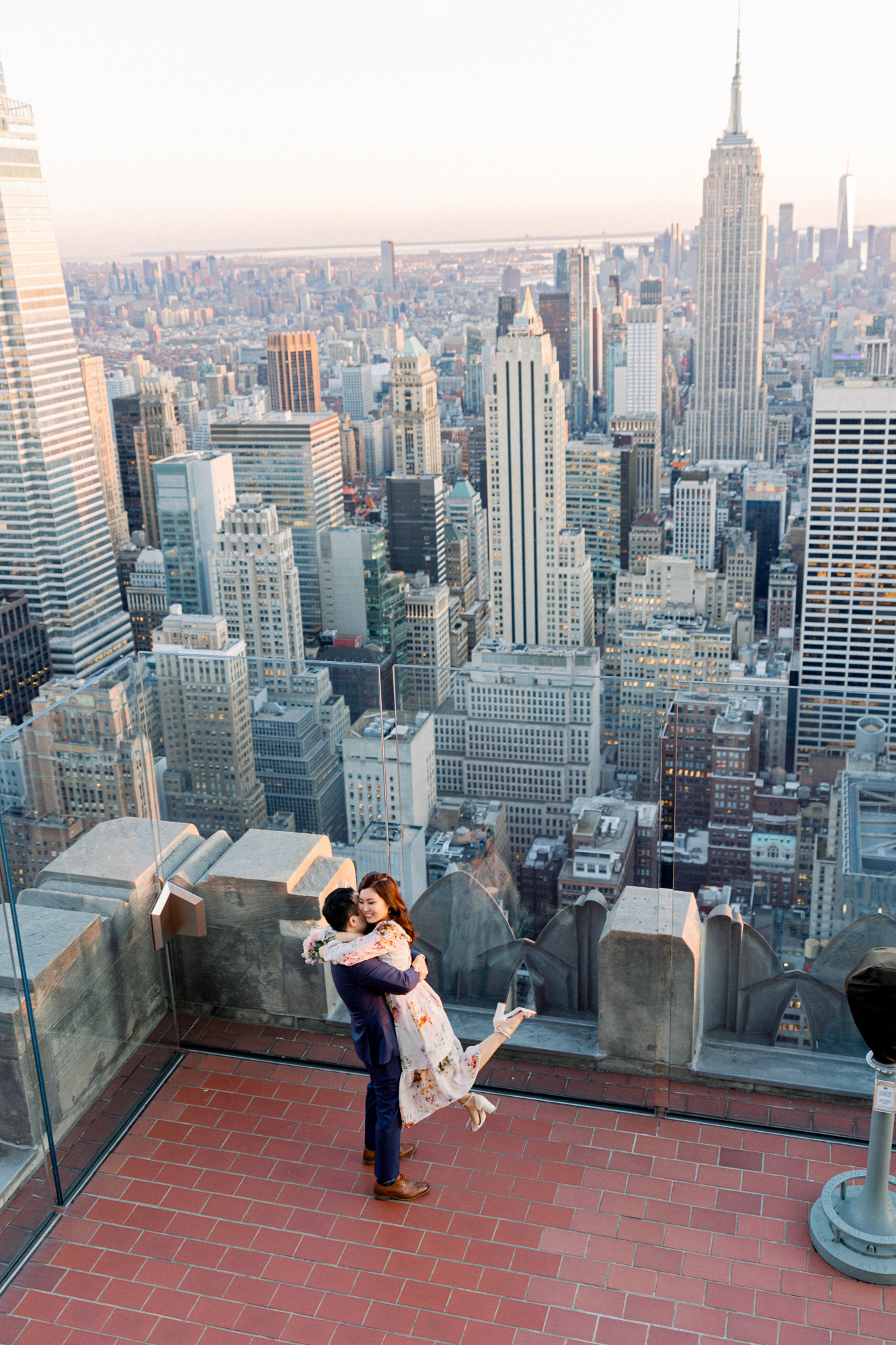 Scenic Top of the Rock Engagement Photography at Sunset in NYC