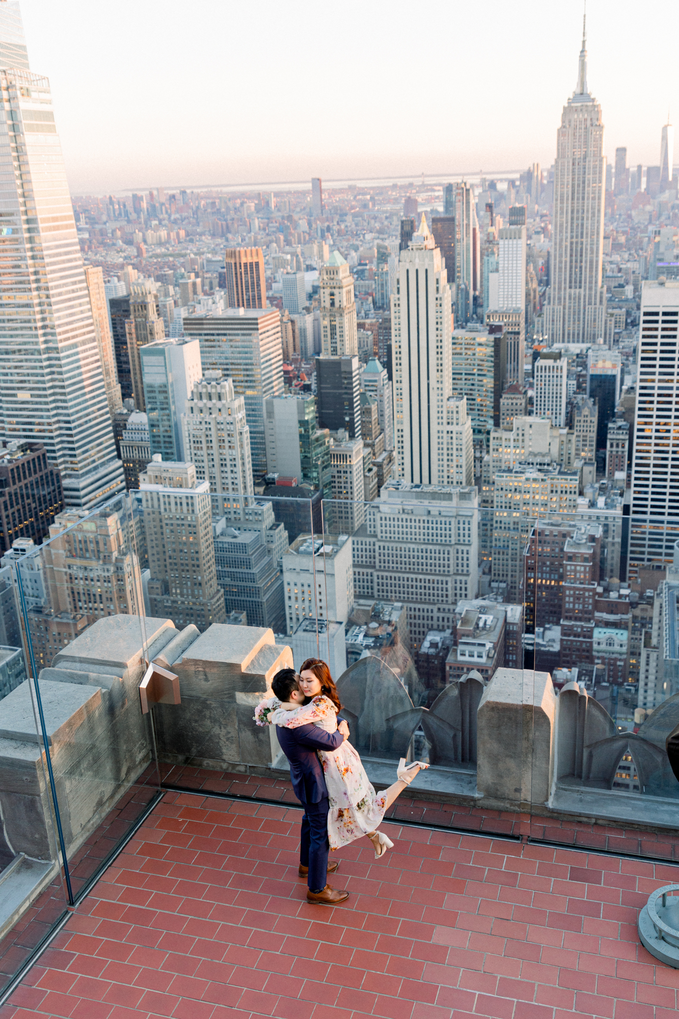 Striking Top of the Rock Engagement Photography at Sunset in NYC