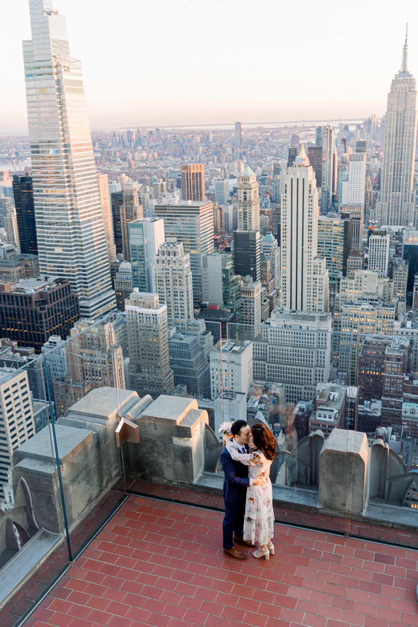 Dazzling Top of the Rock Engagement Photography at Sunset in NYC