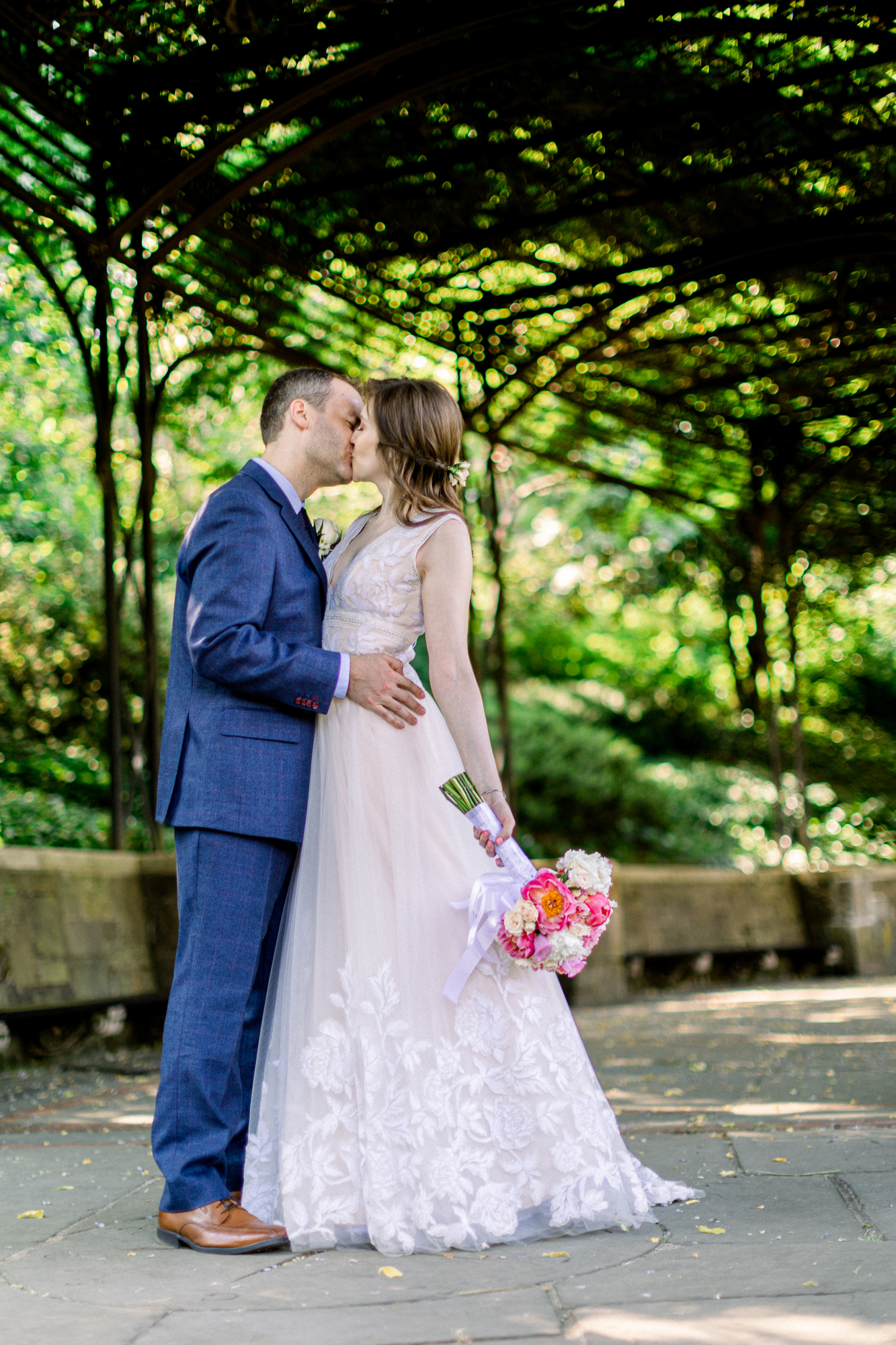 Vivid Summer Wedding Photos at the Conservatory Garden in Central Park New York