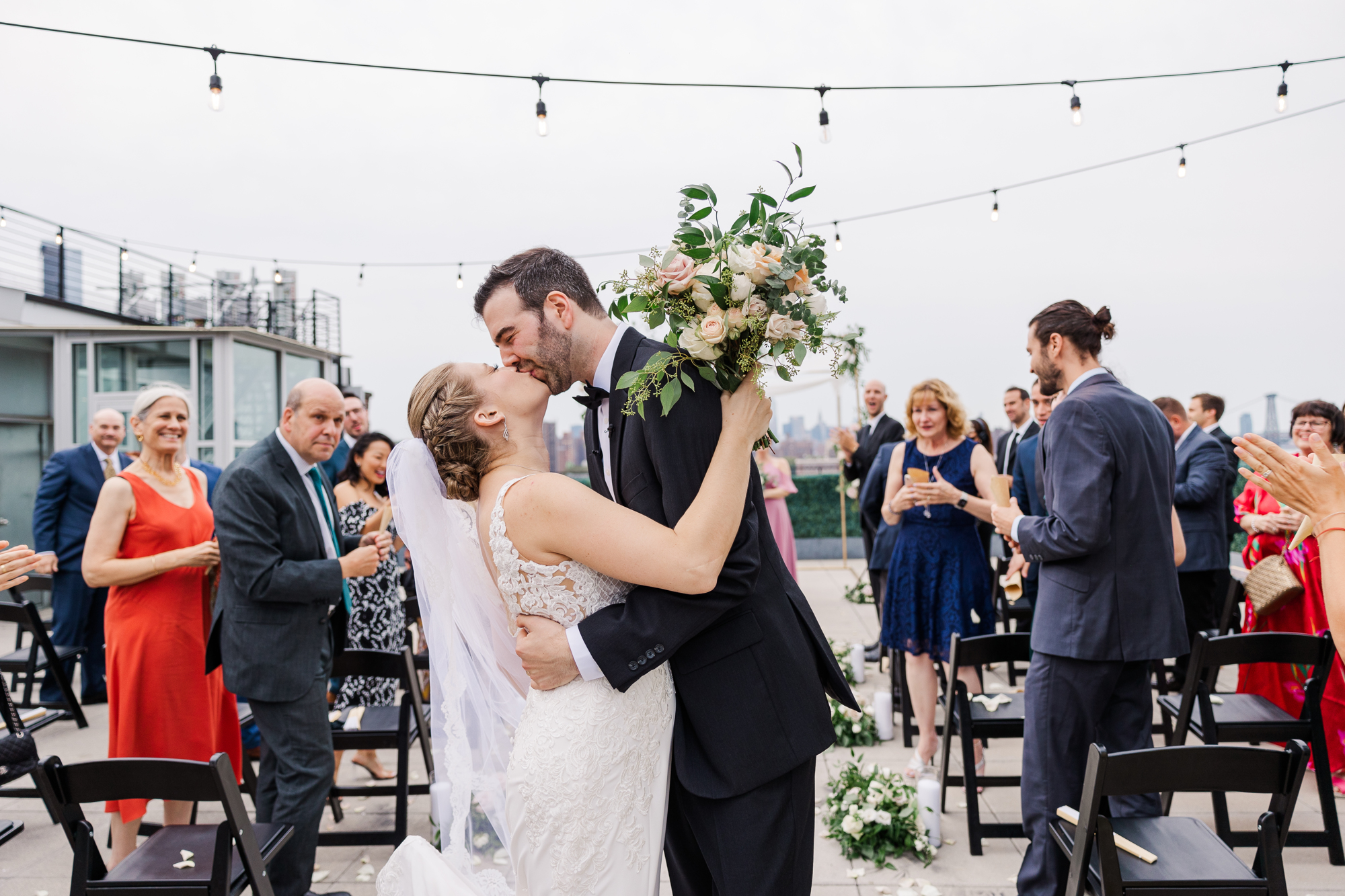 Incredible Brooklyn Wedding Photos at Bridgepoint Featuring the New York City Skyline 