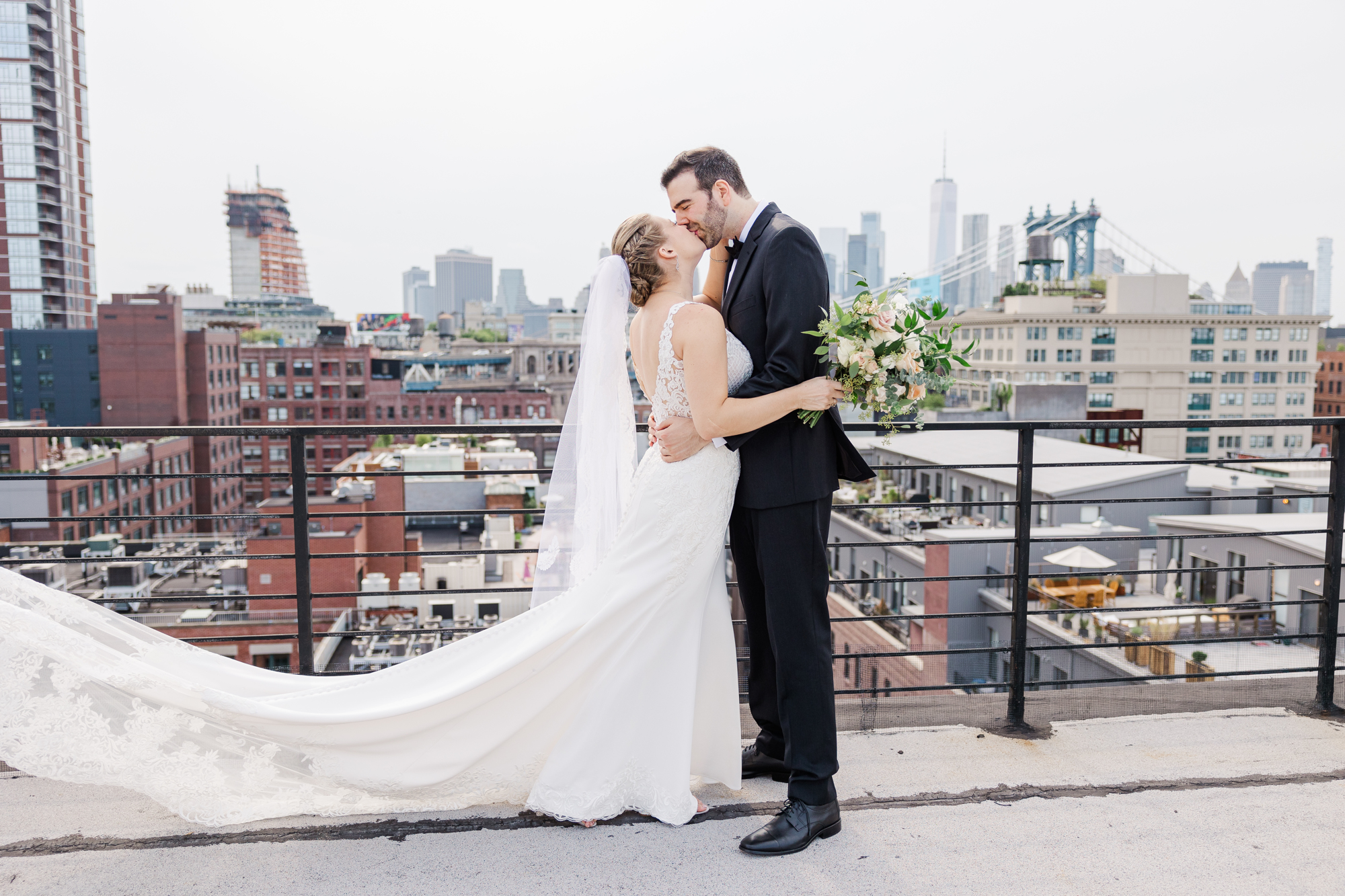 Intimate Brooklyn Wedding Photos at Bridgepoint Featuring the New York City Skyline 