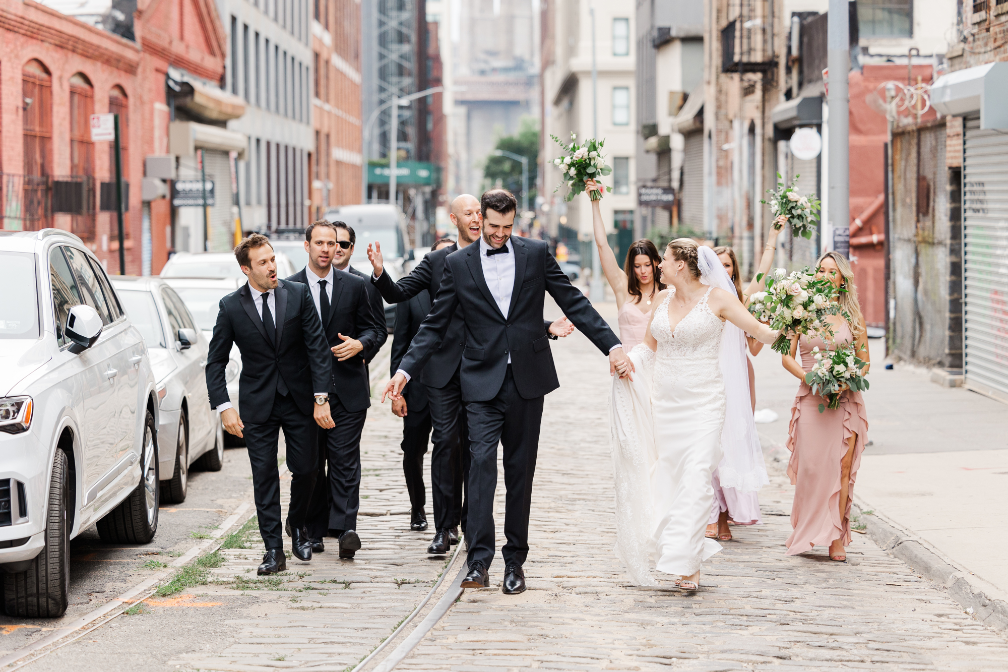 Scenic Brooklyn Wedding Photos at Bridgepoint Featuring the New York City Skyline 