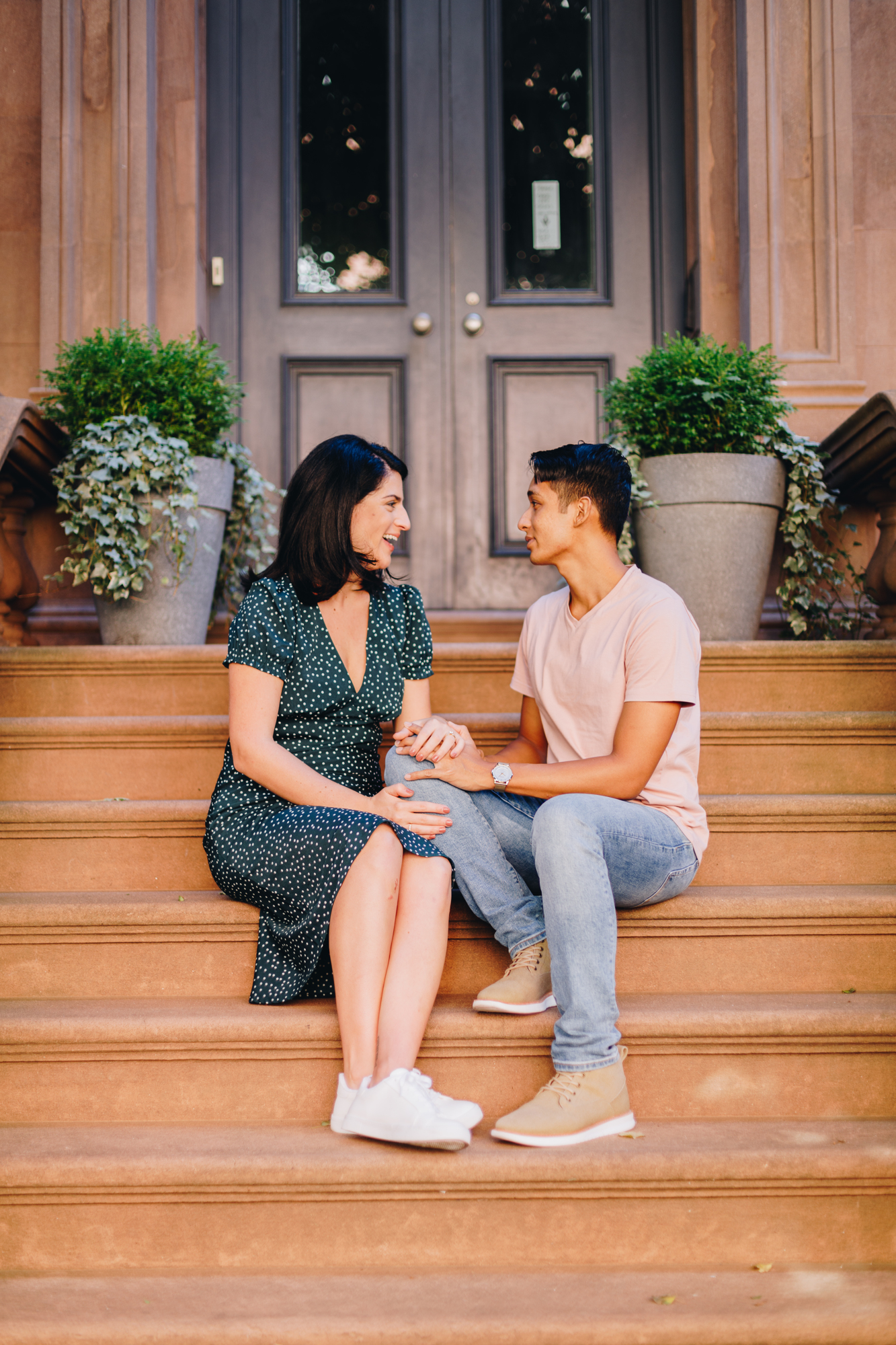 Iconic Brooklyn Heights Promenade Engagement Photos in Summery New York