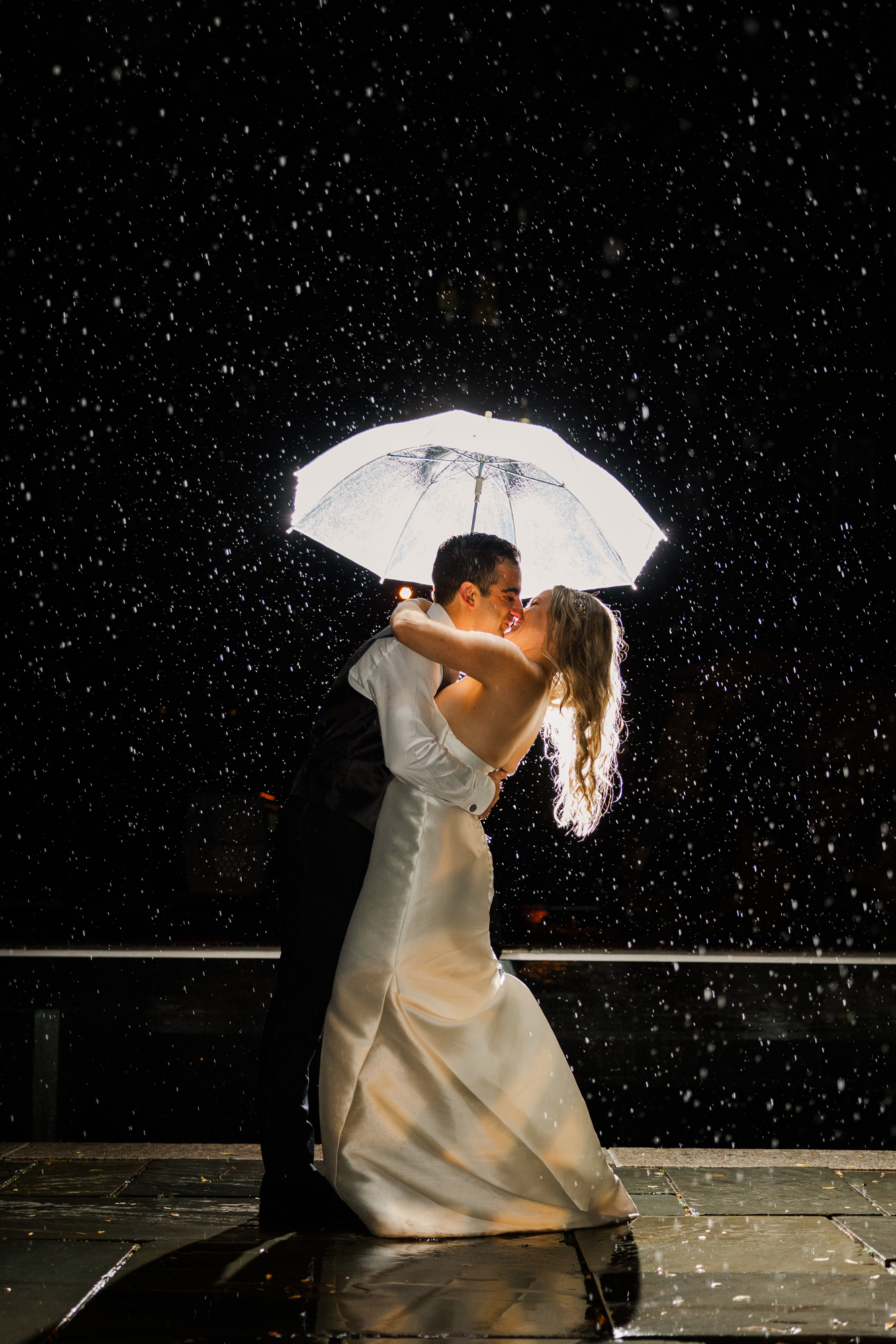 Elegant Rainy Wedding Photos at Central Park Zoo
