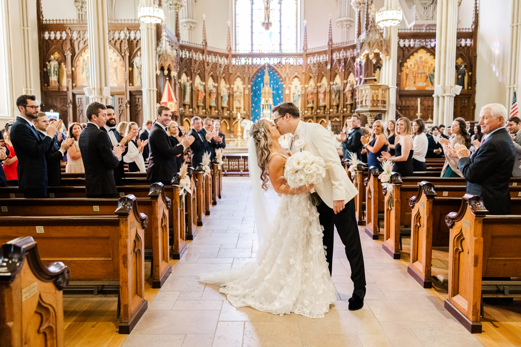 Intimate Old St. Patrick's Cathedral Ceremony and Houston Hall Reception Photos