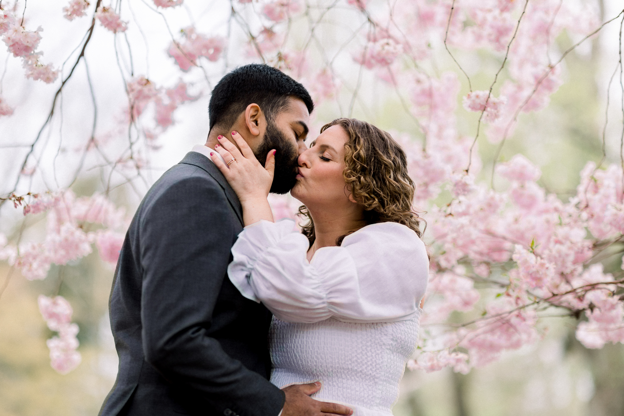 Spectacular Prospect Park Wedding Photos with Springtime Cherry Blossoms