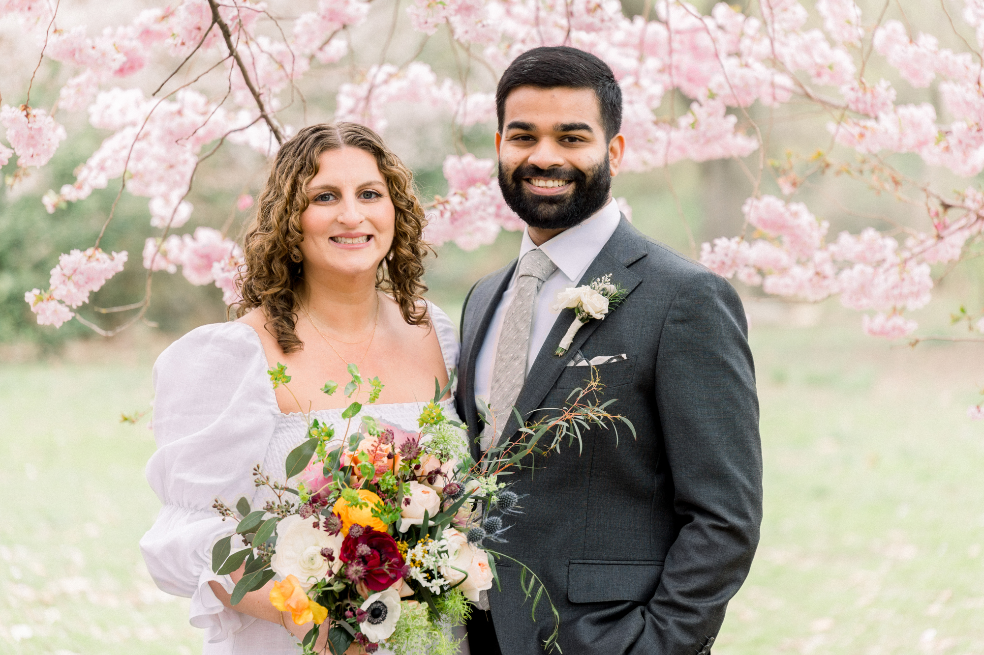 Perfect Prospect Park Wedding Photos with Springtime Cherry Blossoms