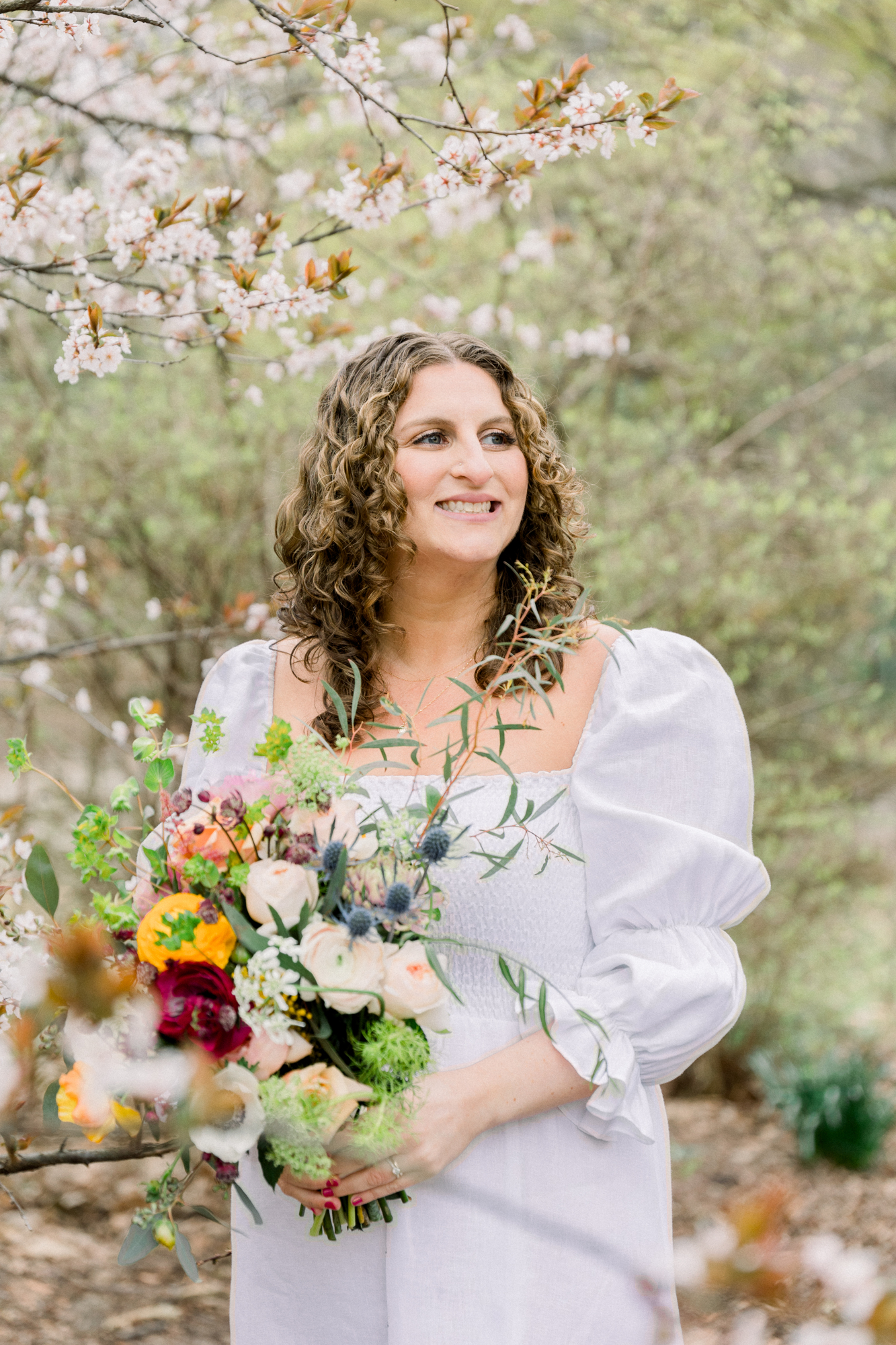 Fashionable Prospect Park Wedding Photos with Springtime Cherry Blossoms
