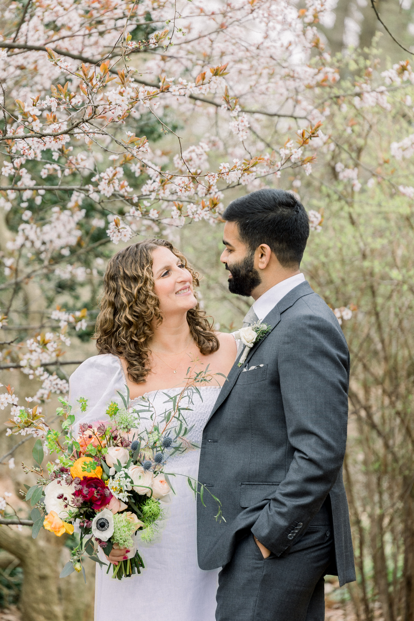 Beautiful Prospect Park Wedding Photos with Springtime Cherry Blossoms