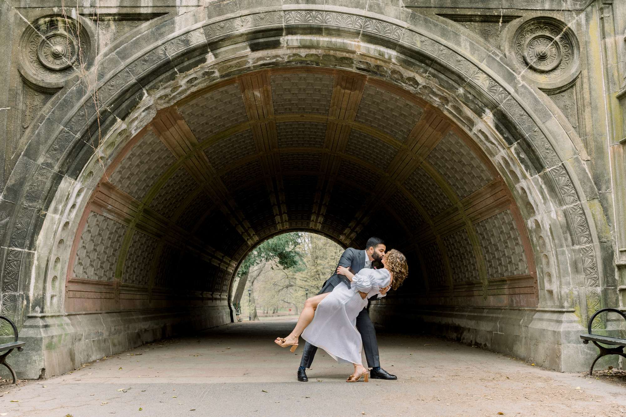 Iconic Prospect Park Wedding Photos with Springtime Cherry Blossoms