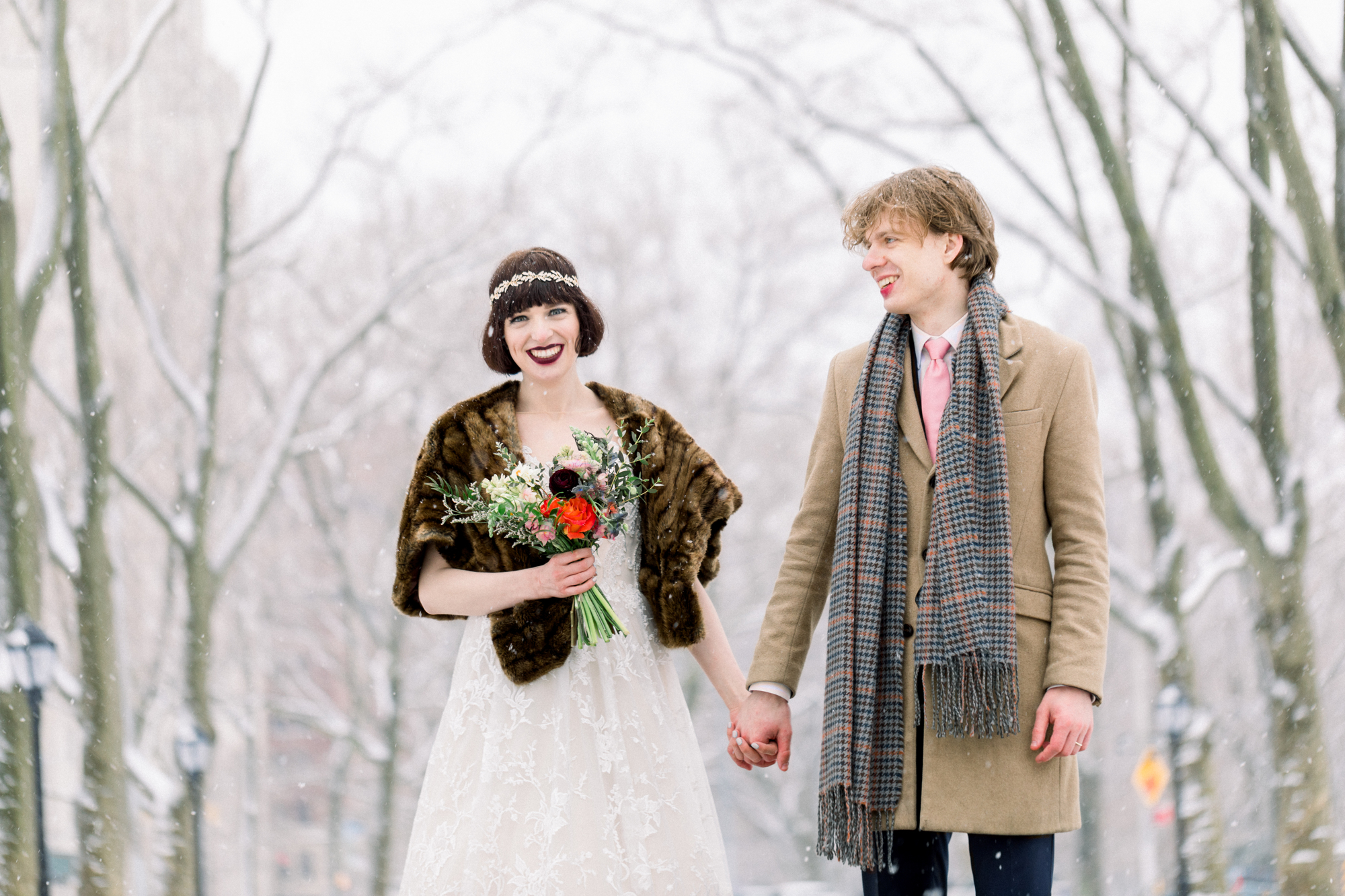 Candid NYC Winter Wedding in Riverside Park