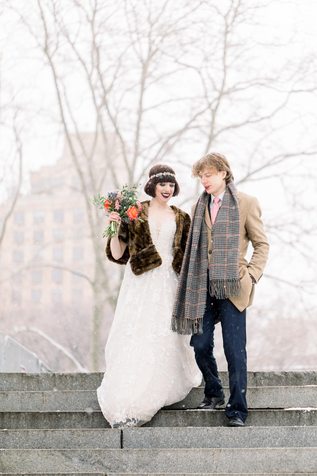 Bright NYC Winter Wedding in Riverside Park