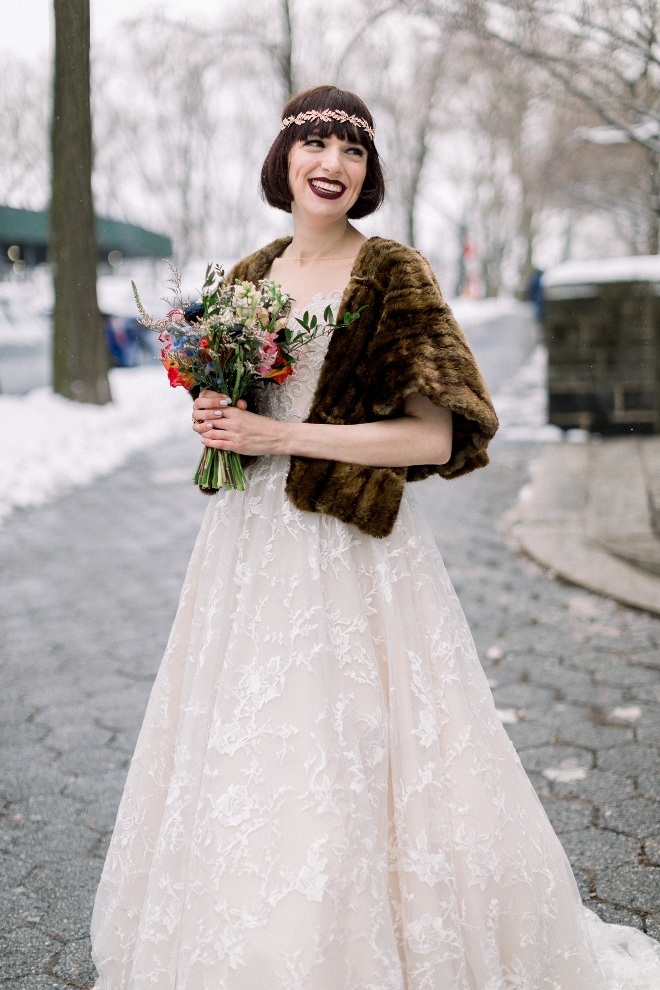 Stunning NYC Winter Wedding in Riverside Park