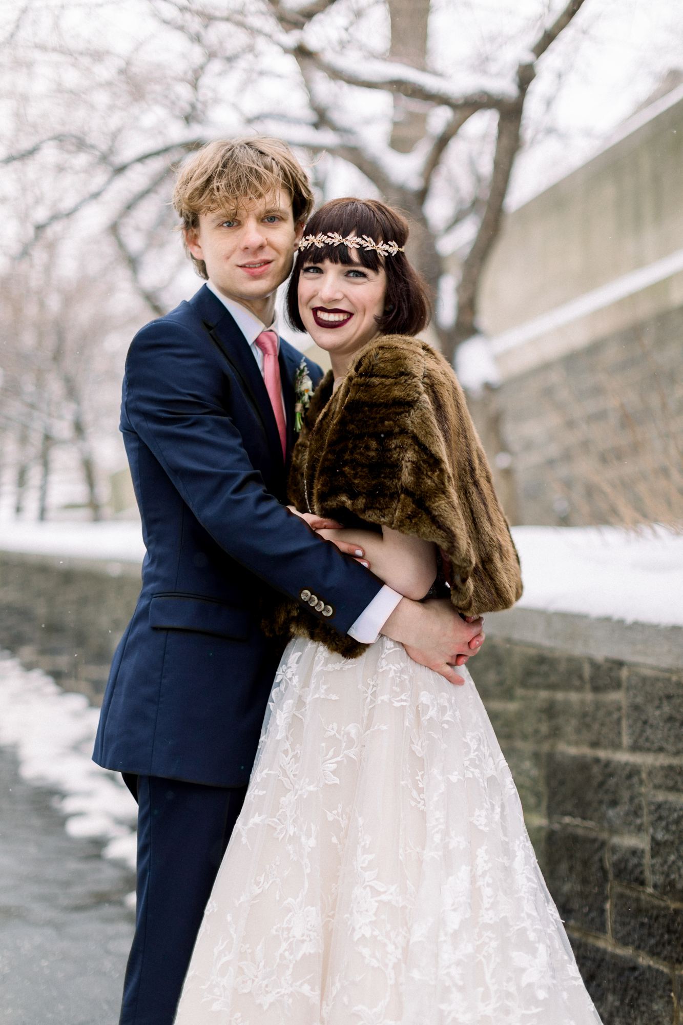 Fun and Candid NYC Winter Wedding in Riverside Park