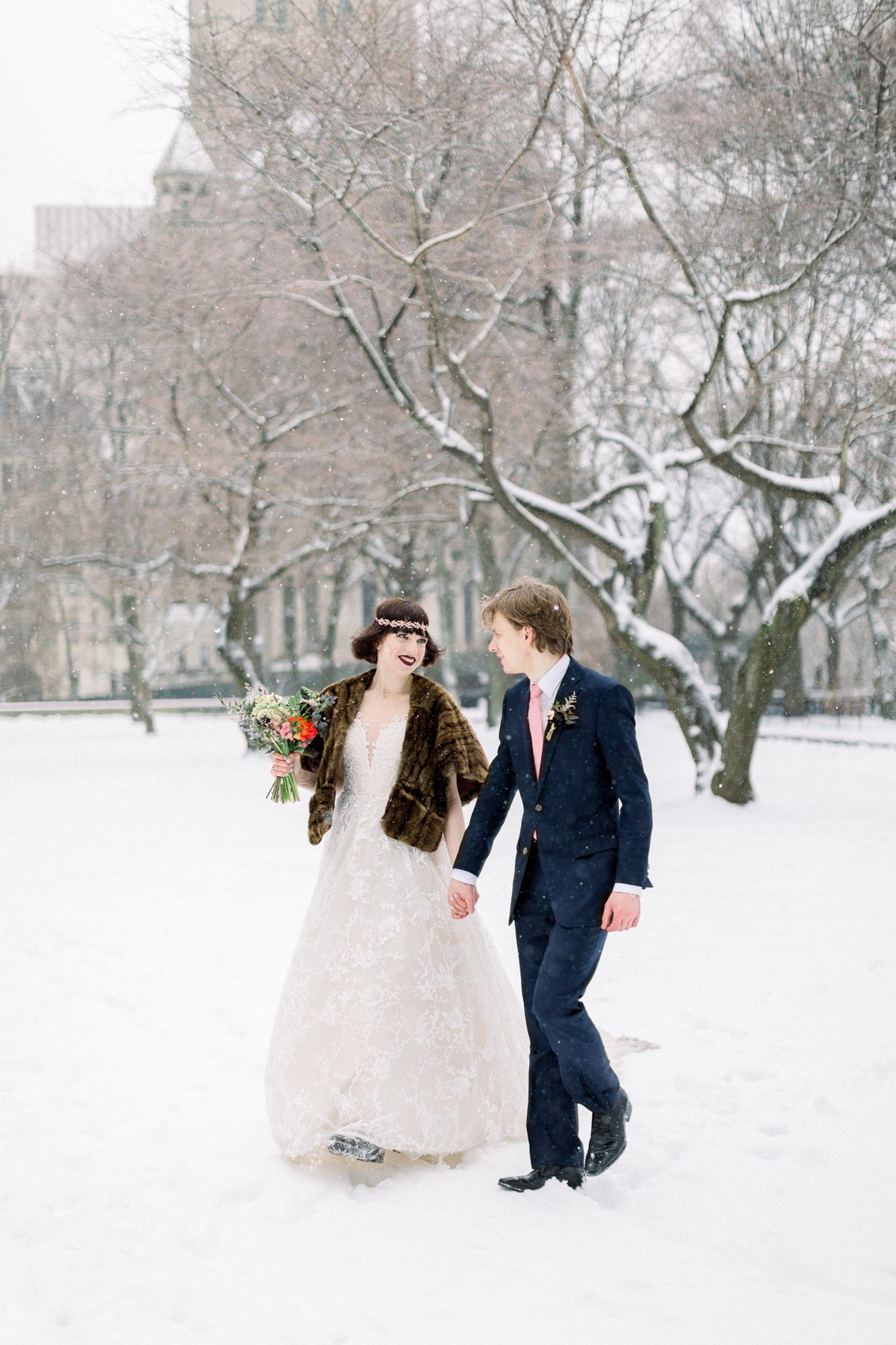 Small NYC Winter Wedding in Riverside Park