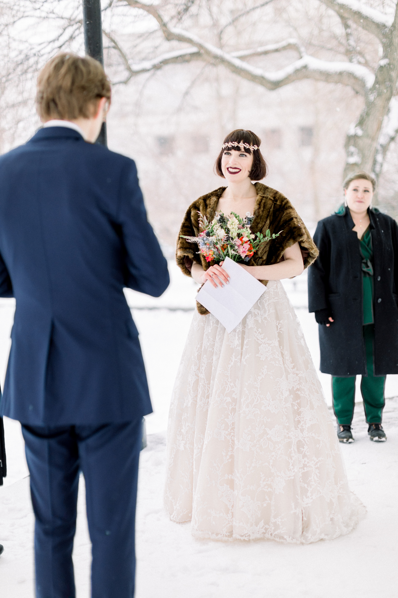 Candid NYC Winter Wedding in Riverside Park
