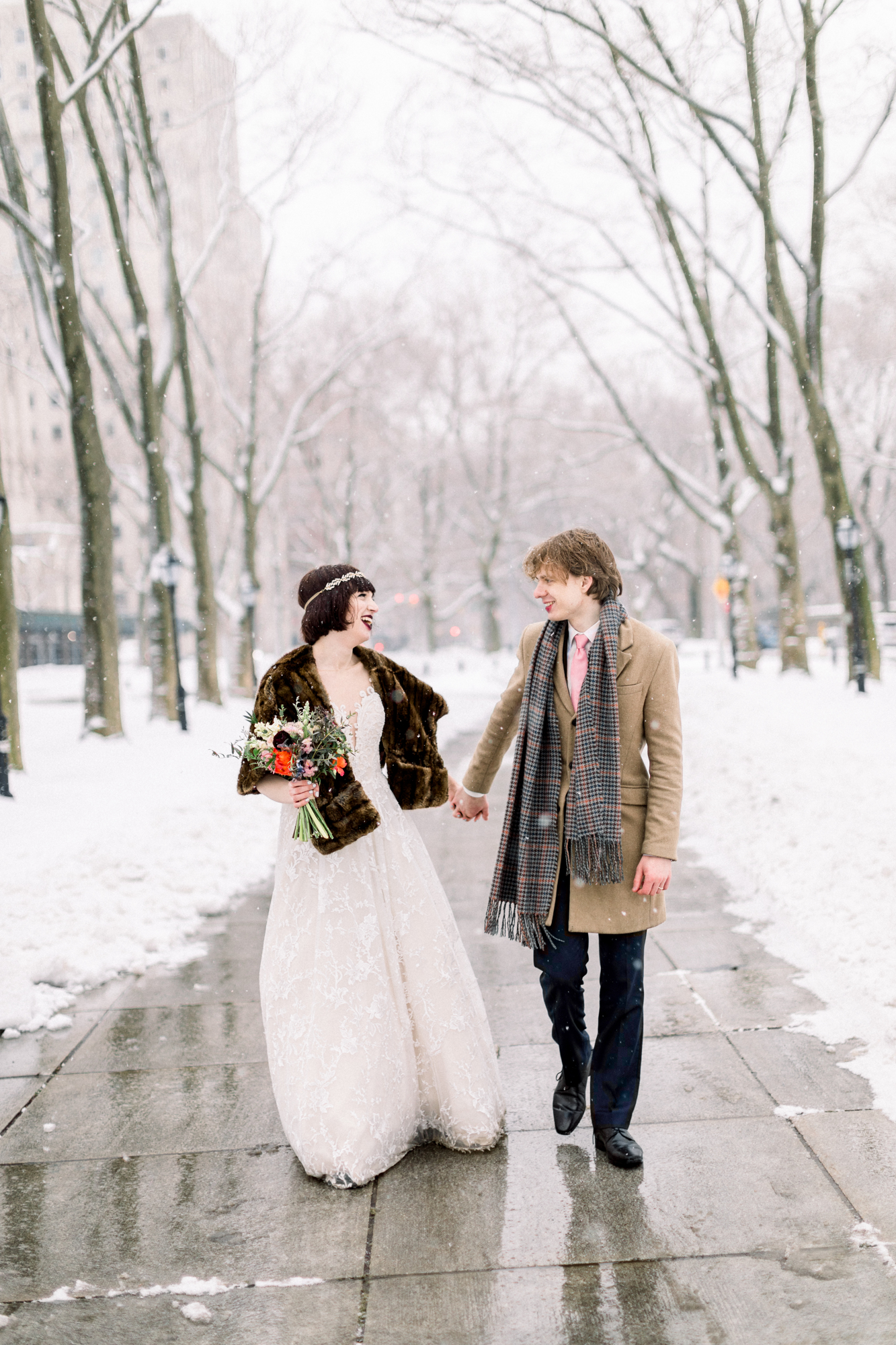 Light NYC Winter Wedding in Riverside Park