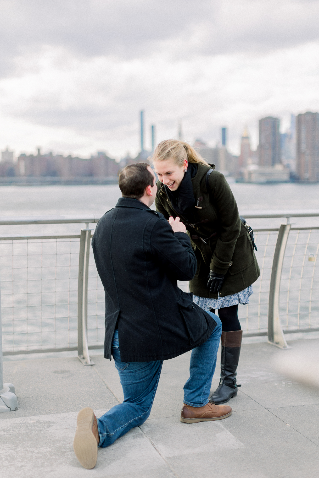 Memorable Wintery Proposal at Transmitter Park in Greenpoint, Brooklyn