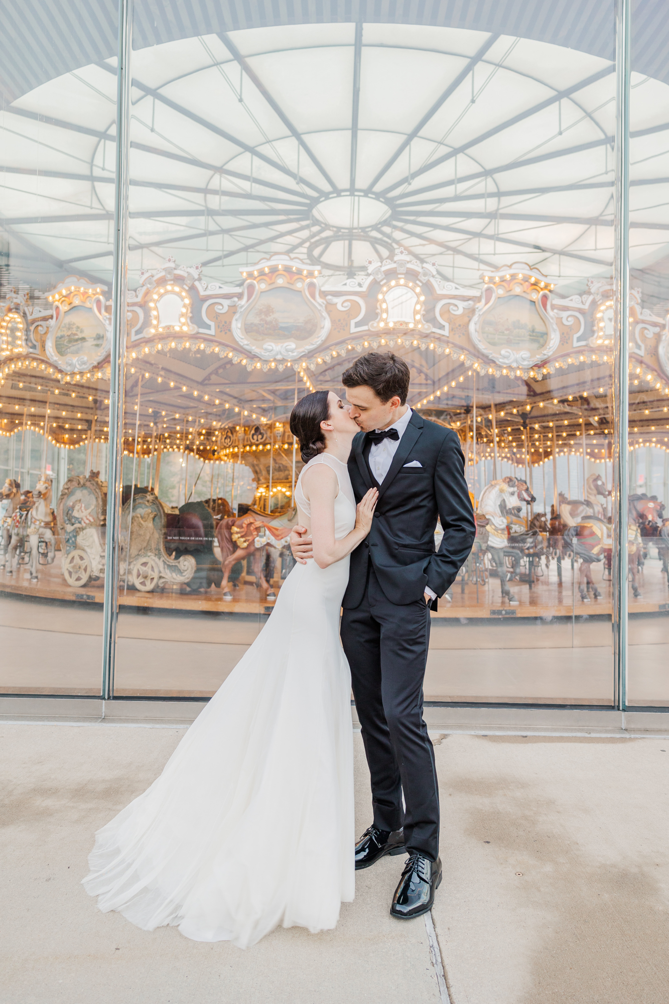 Unique DUMBO, Brooklyn Wedding Photos at Smack Mellon and Jane's Carousel
