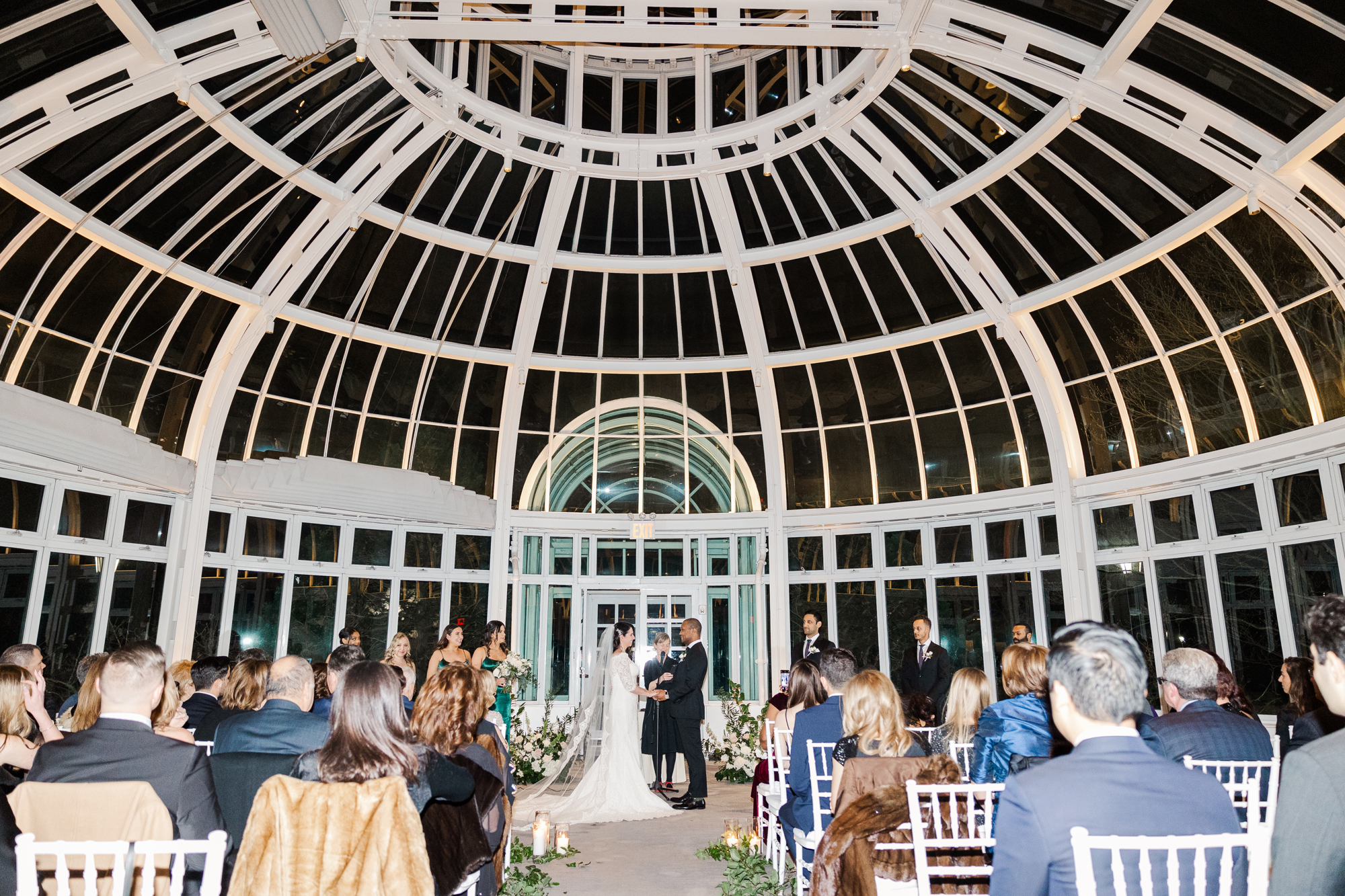 Eye-catching Palm House Wedding Photos at Brooklyn Botanic Garden in Winter