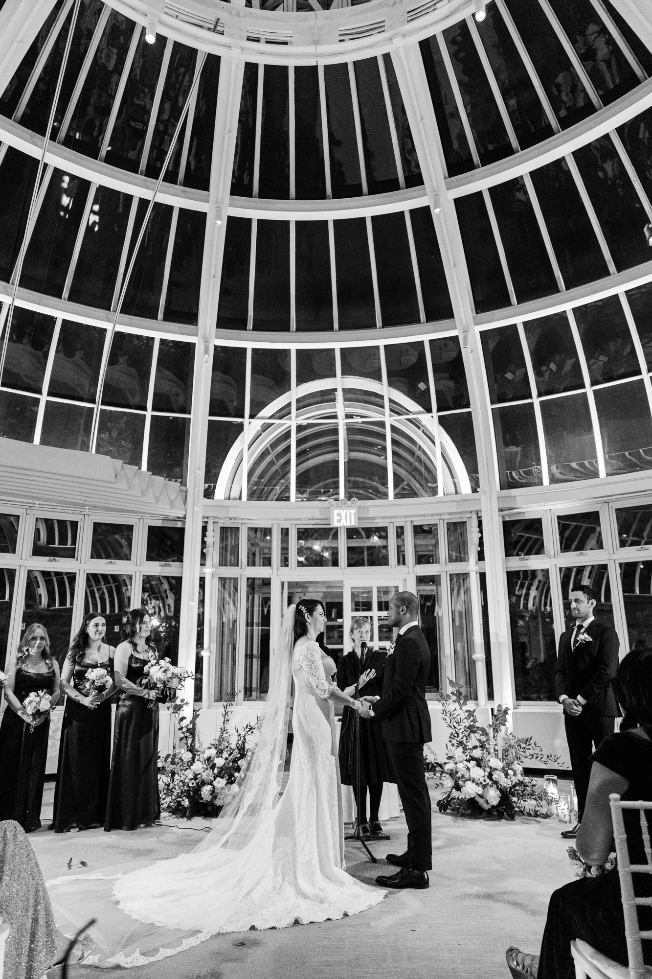 Dreamy Palm House Wedding Photos at Brooklyn Botanic Garden in Winter