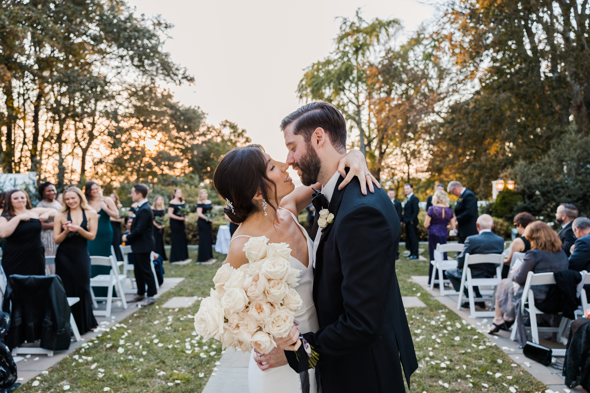 Touching Sunset Briarcliff Manor Wedding Photos in Autumn in Hudson Valley