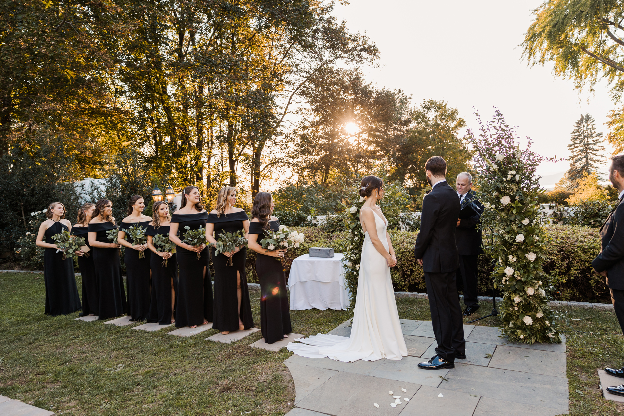 Spectacular Sunset Briarcliff Manor Wedding Photos in Autumn in Hudson Valley