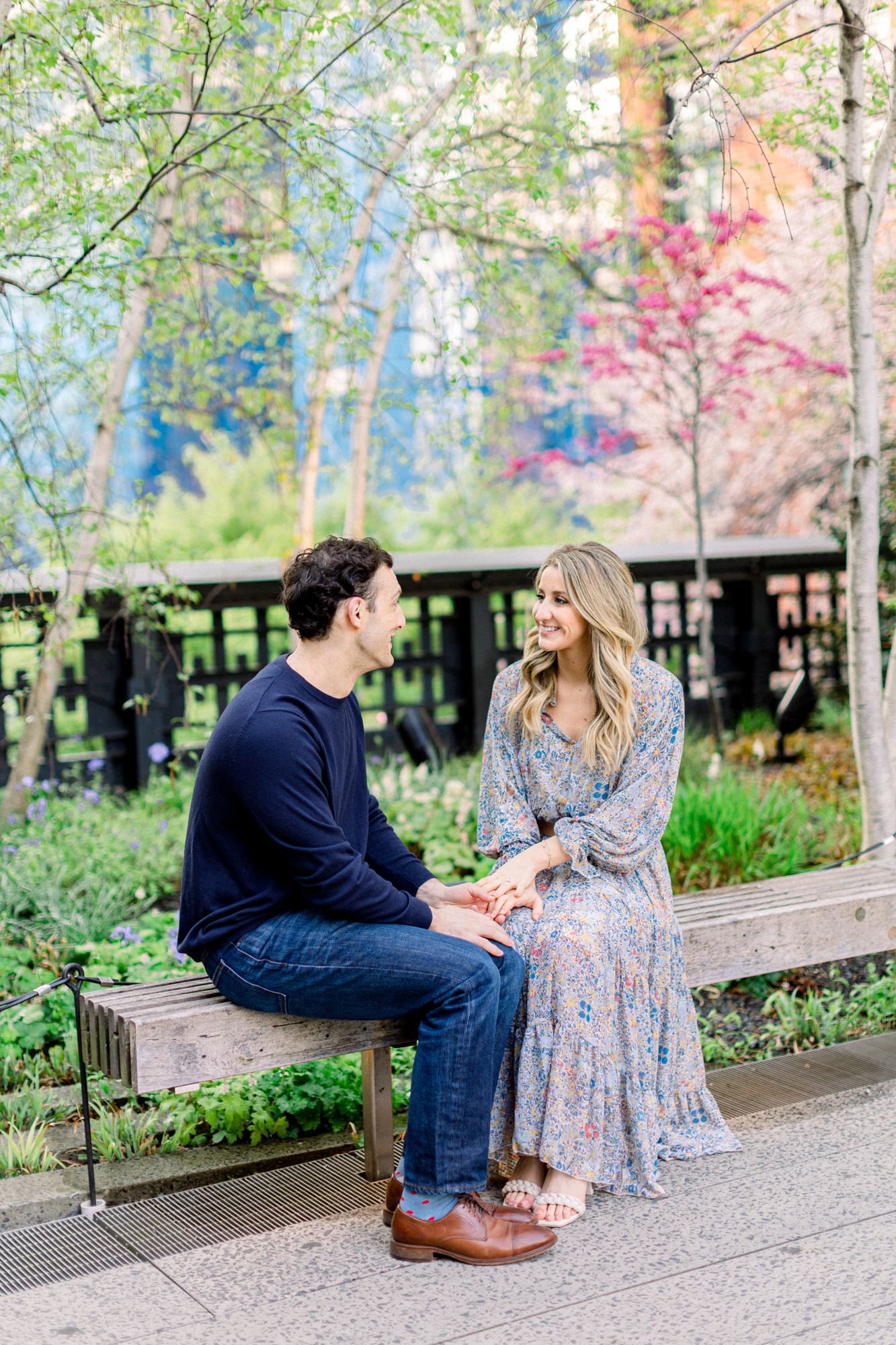 Vivid New York Engagement Photography with Spring Blossoms