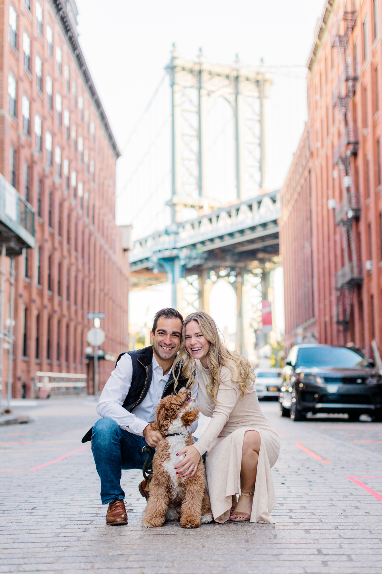 Spectacular DUMBO Engagement Photos with Couple's Dog