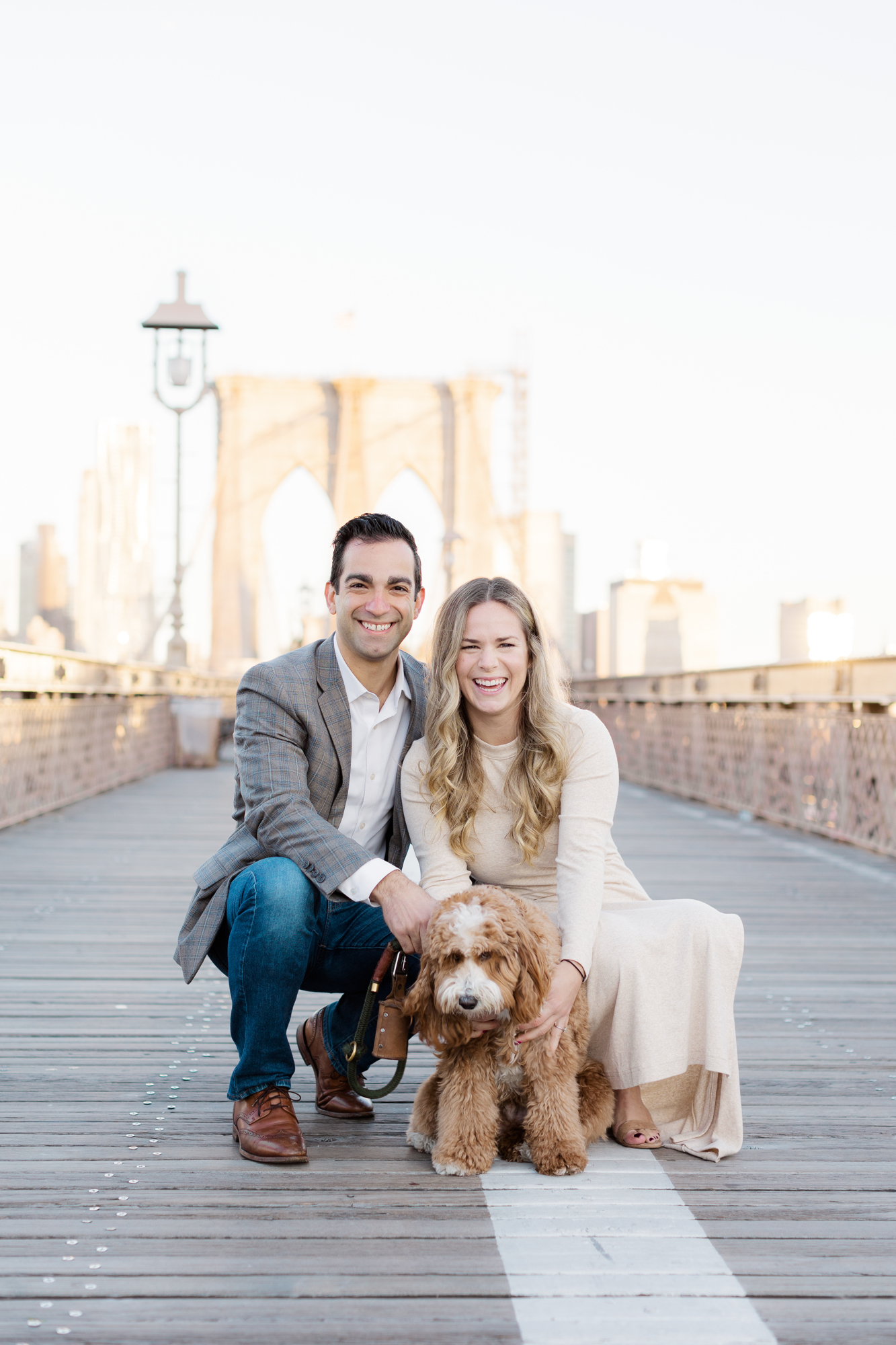 Charming DUMBO Engagement Photos with Couple\'s Dog