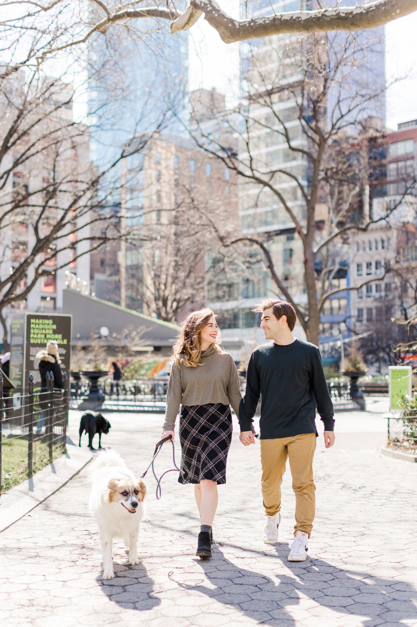 Breathtaking and Bright Engagement Photos in Wintery Madison Square Park
