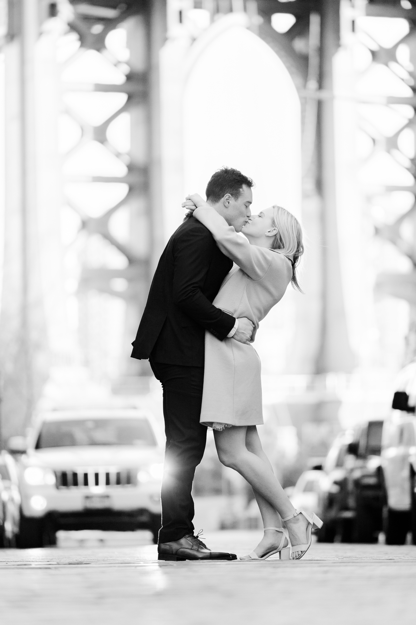 Intimate Brooklyn Bridge Engagement Photos in Late Fall