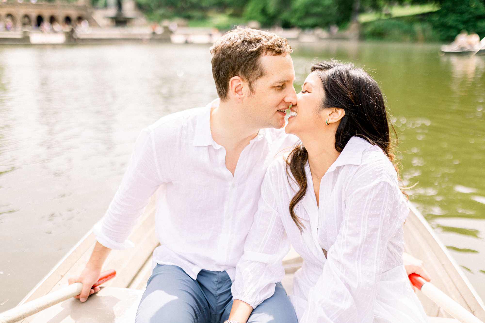 Elegant Central Park Rowboat Engagement Photography in New York