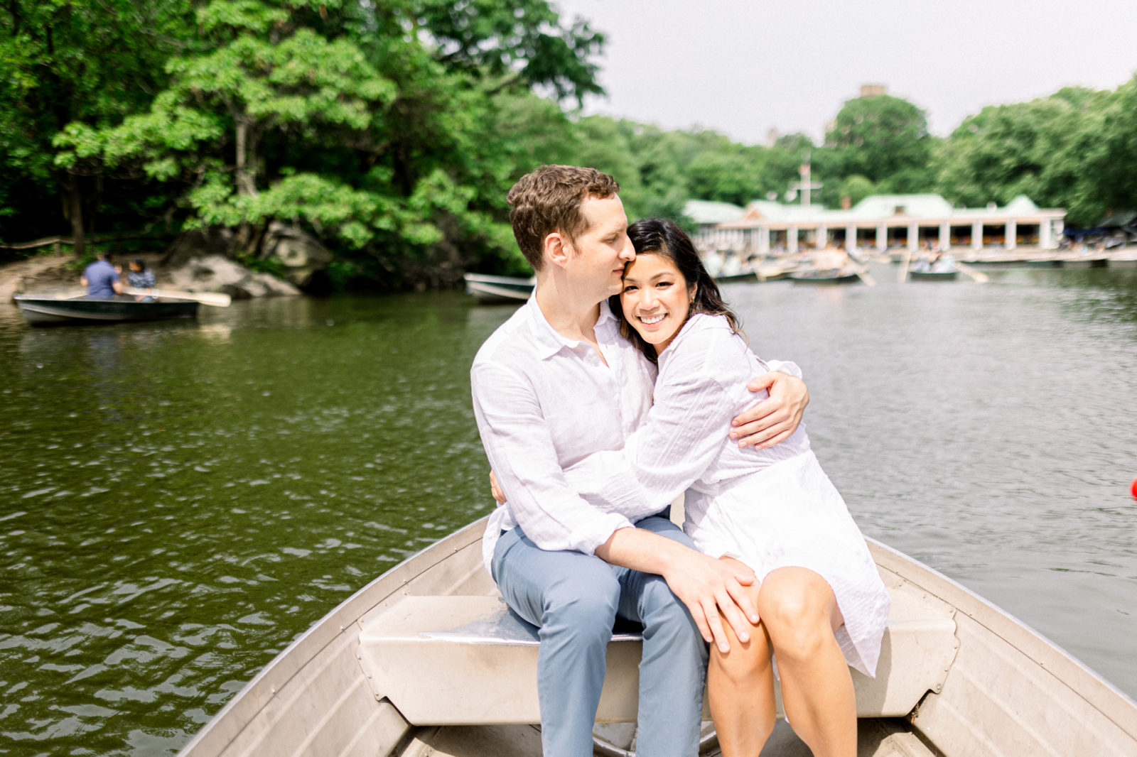 Sunny Central Park Rowboat Engagement Photos in New York