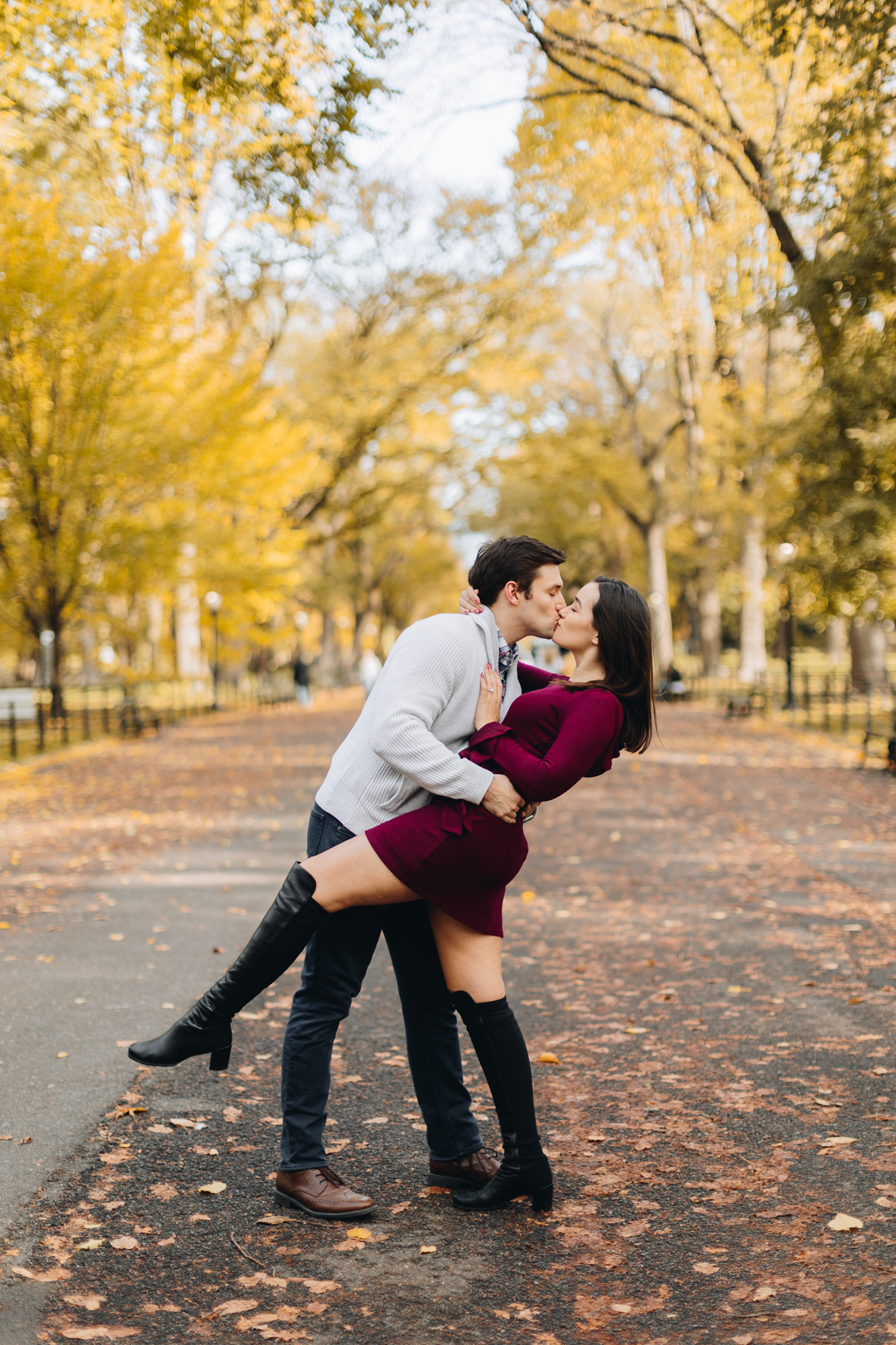 Scenic Fall Engagement Photos in Central Park New York